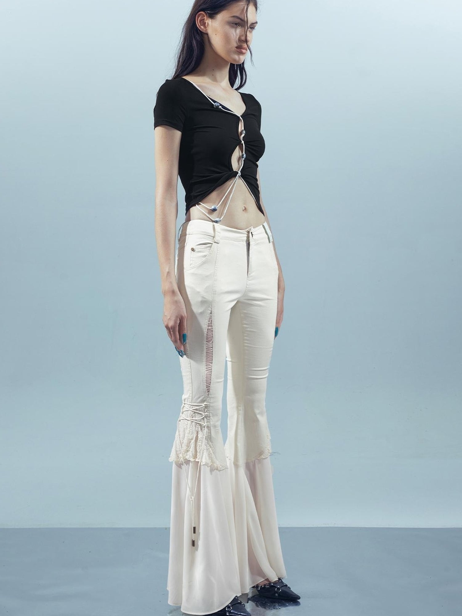 UpdateNN NORTH NODE Pisces Loom Ethereal Threads V-Neck Beaded T-Shirt