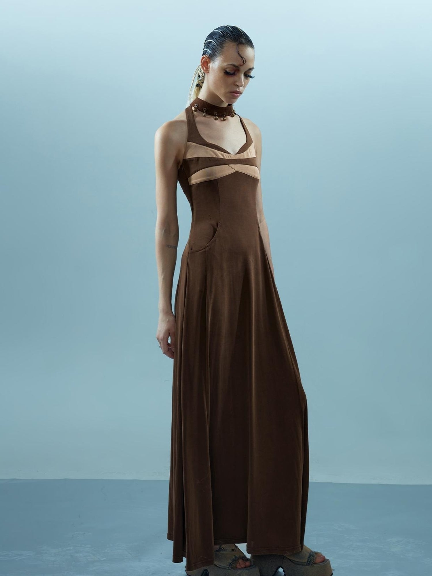 NN NORTH NODE Pisces Loom Ethereal Threads V-Neck Dress