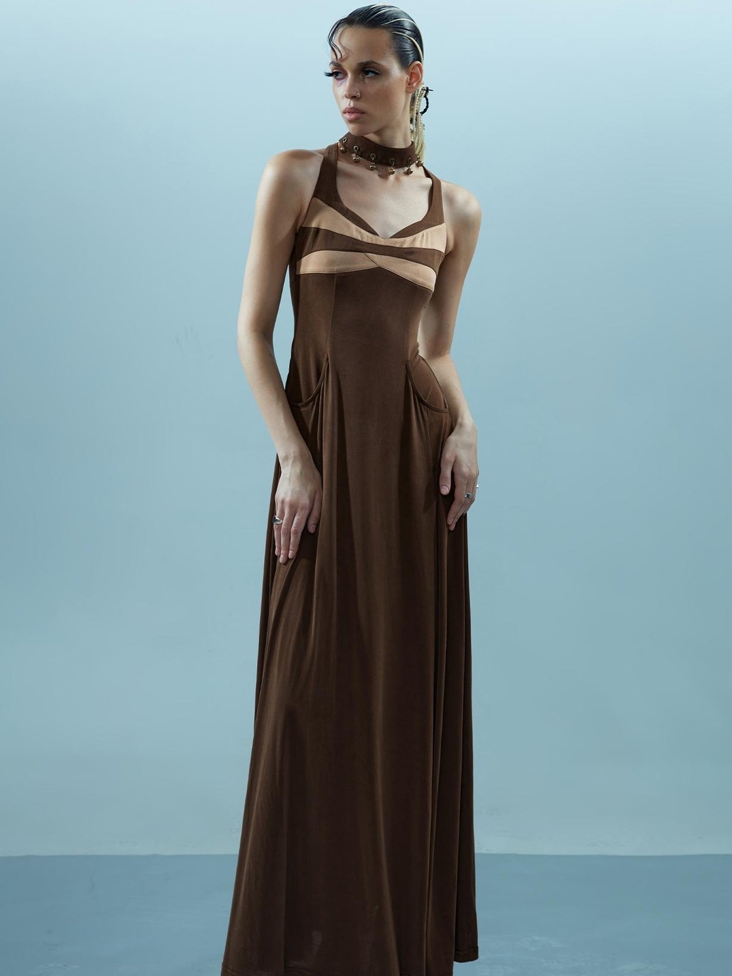 NN NORTH NODE Pisces Loom Ethereal Threads V-Neck Dress