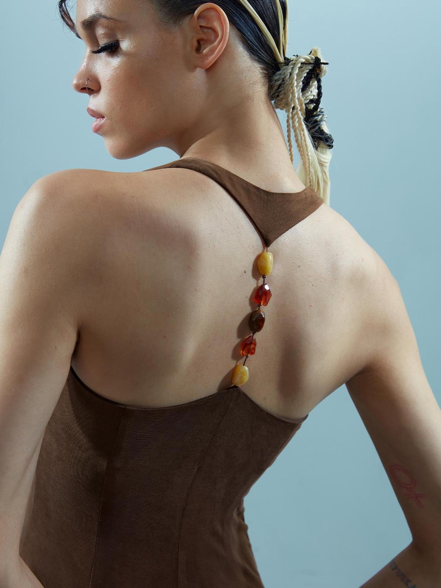 NN NORTH NODE Pisces Loom Ethereal Threads V-Neck Dress