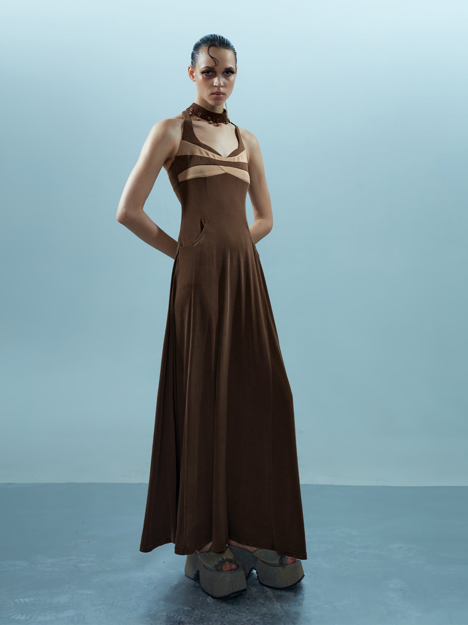 NN NORTH NODE Pisces Loom Ethereal Threads V-Neck Dress