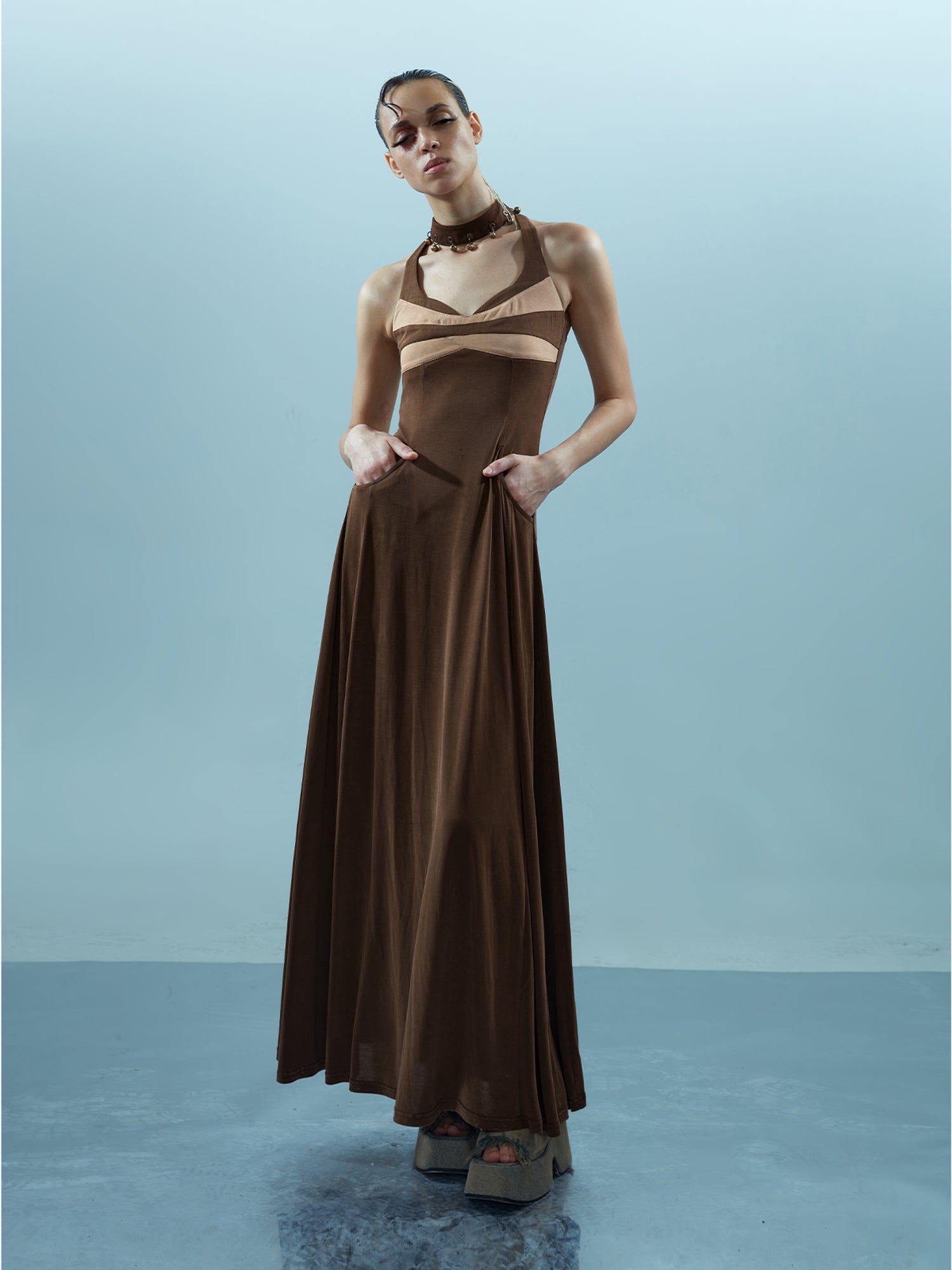 NN NORTH NODE Pisces Loom Ethereal Threads V-Neck Dress