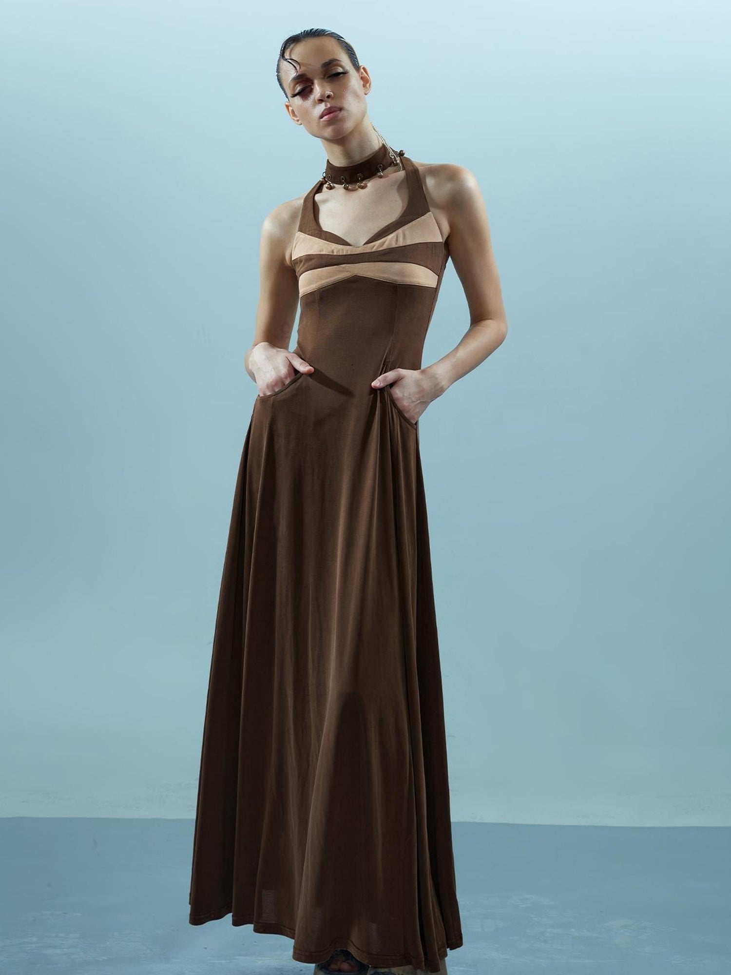 NN NORTH NODE Pisces Loom Ethereal Threads V-Neck Dress