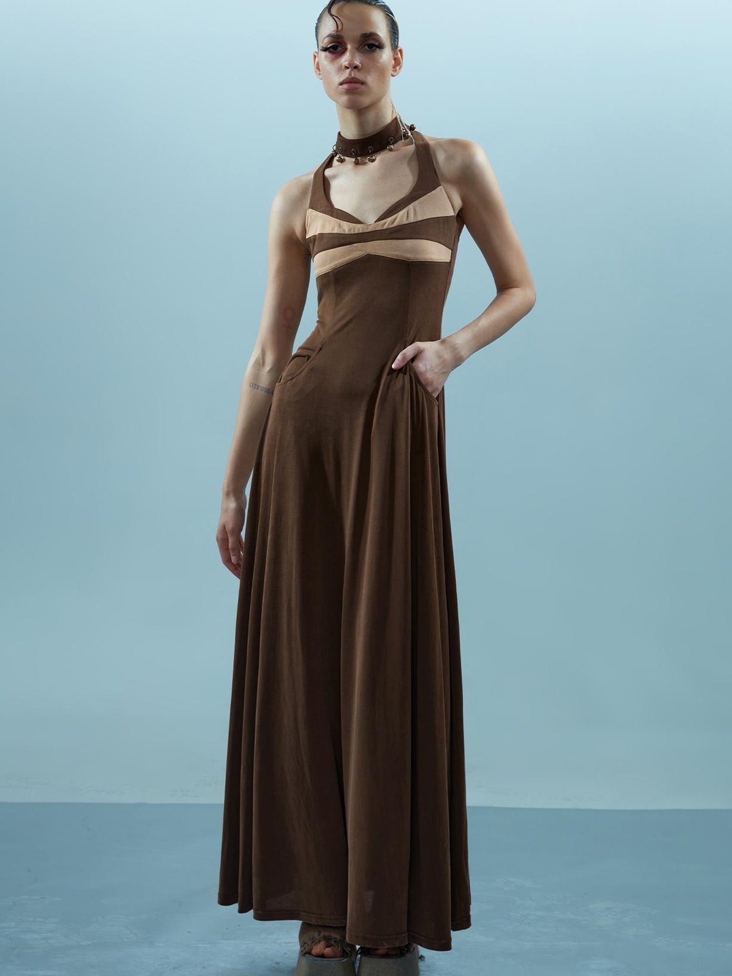 NN NORTH NODE Pisces Loom Ethereal Threads V-Neck Dress