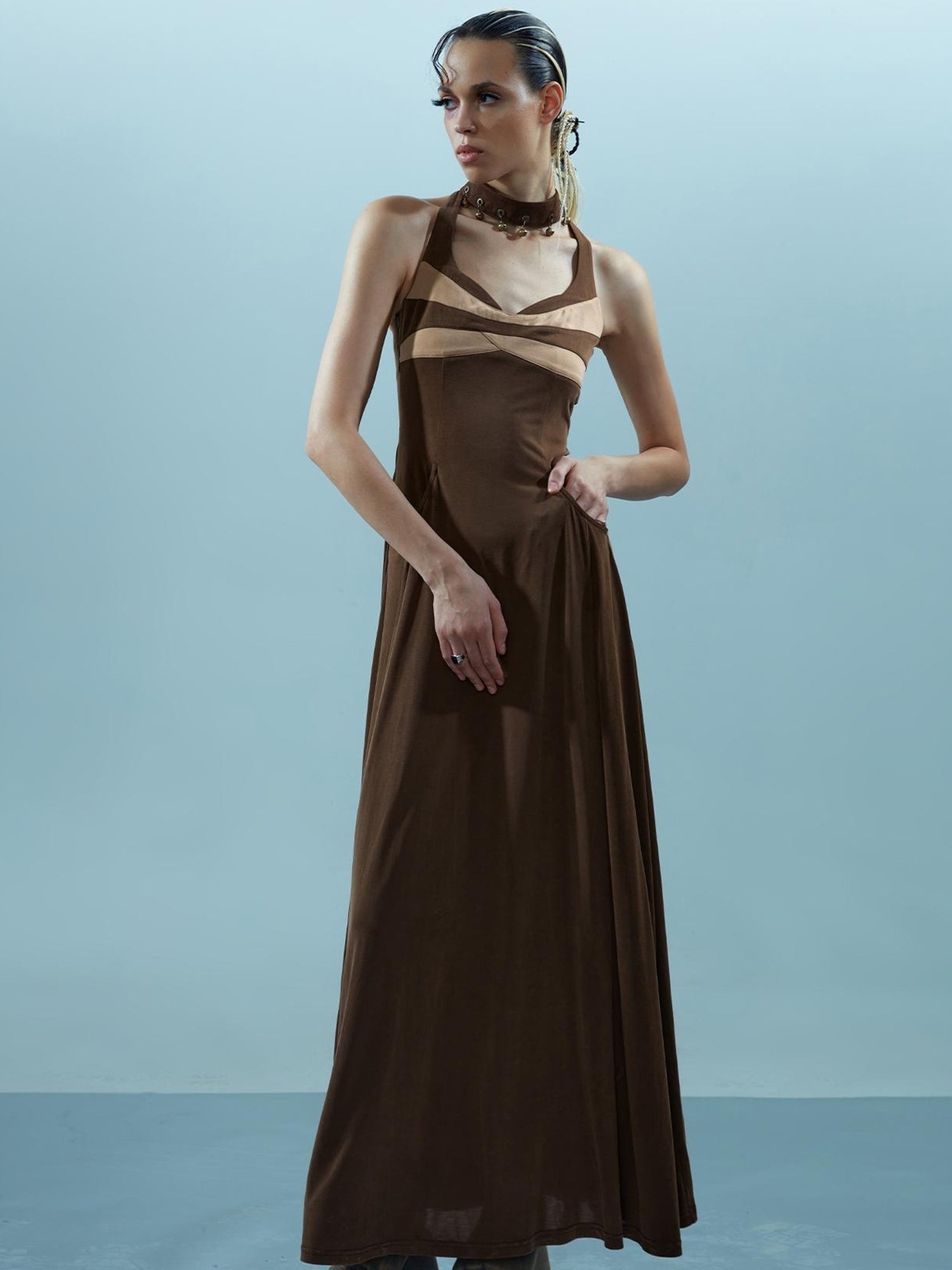 NN NORTH NODE Pisces Loom Ethereal Threads V-Neck Dress