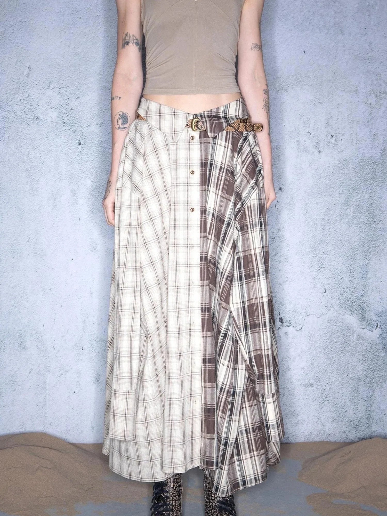 Plaid Patchwork Multi Way Skirt