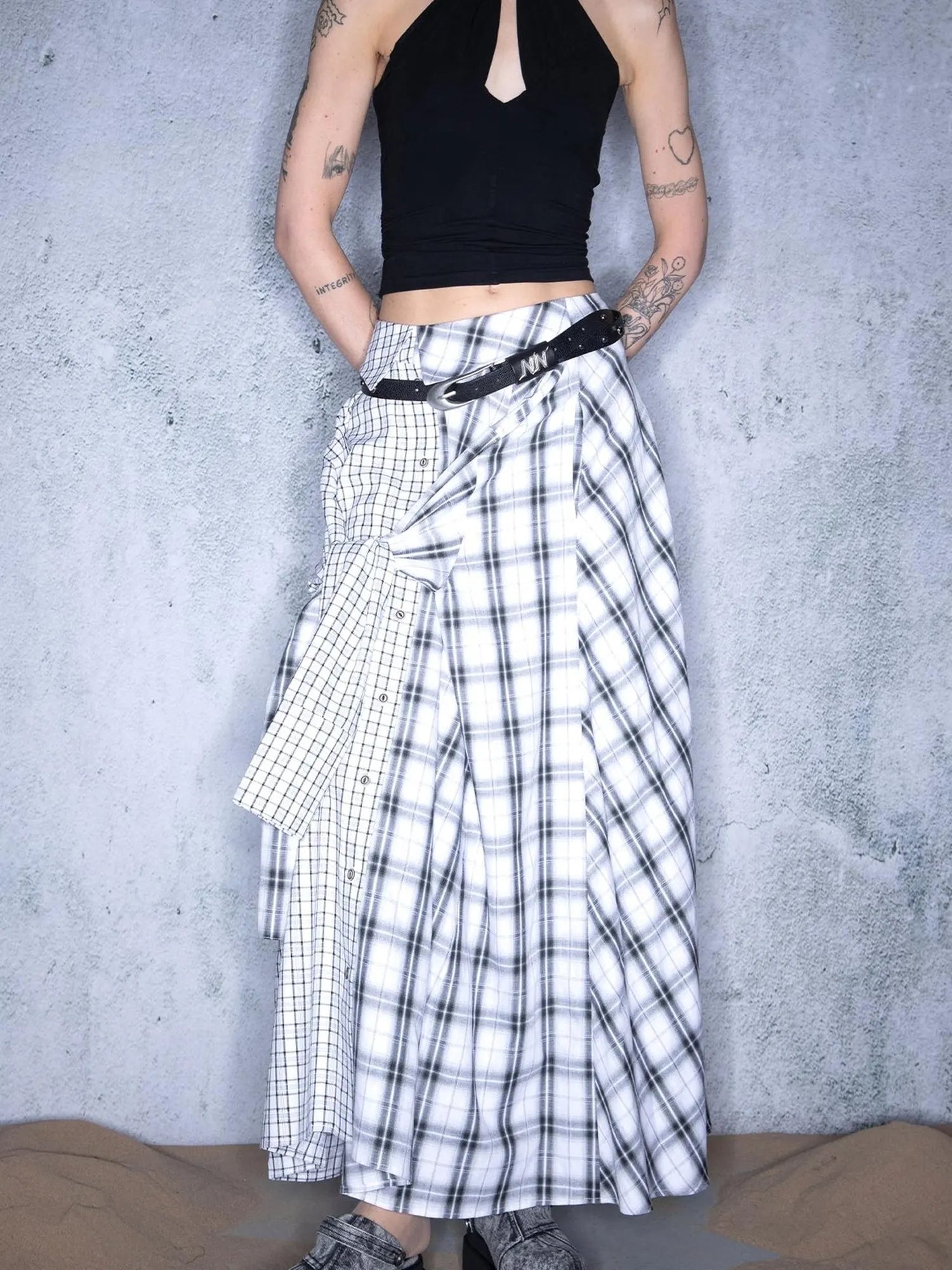 Plaid Patchwork Multi Way Skirt