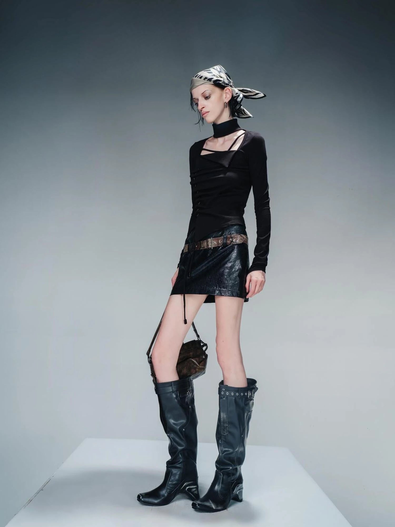 Pleated Drawstring Long Sleeve Base Layer