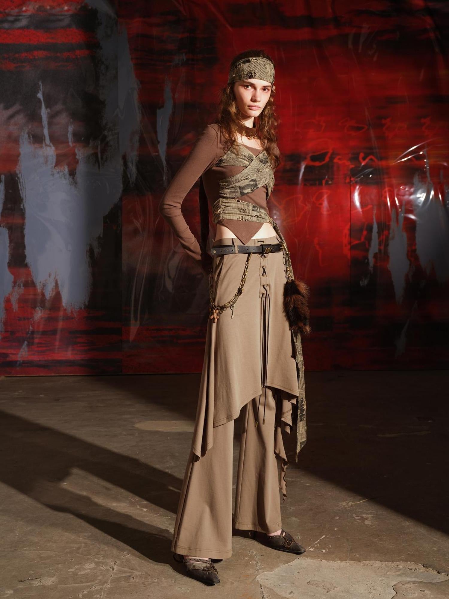 UpdateNN NORTH NODE Pleated Knit Culotte Trousers