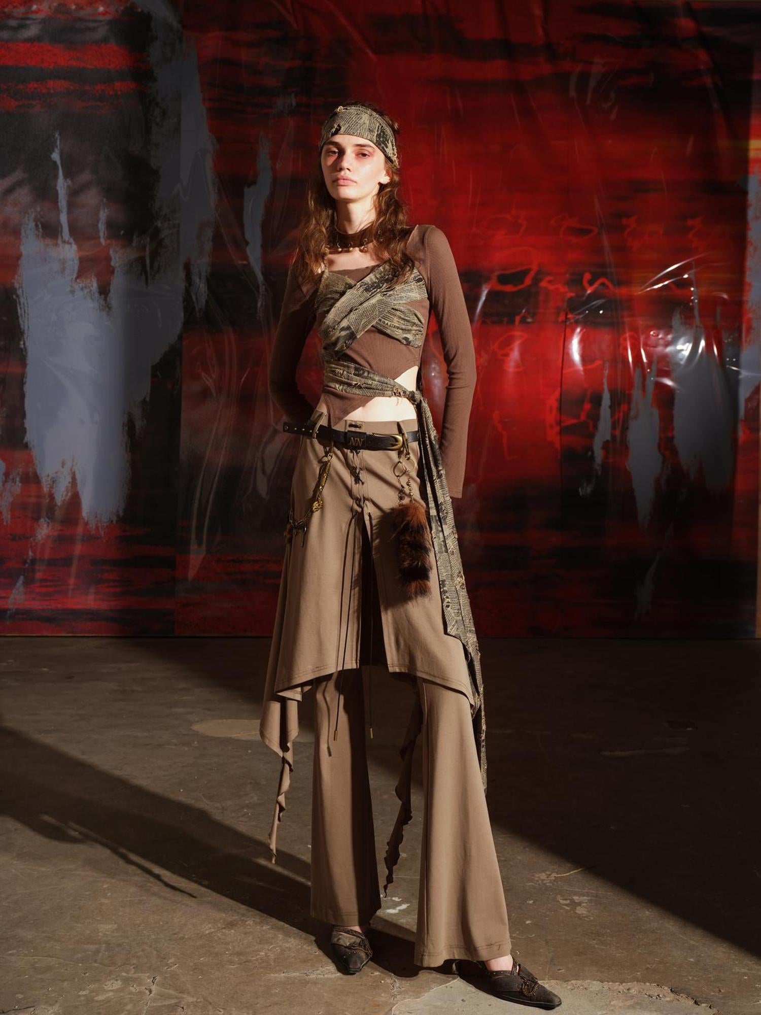 UpdateNN NORTH NODE Pleated Knit Culotte Trousers