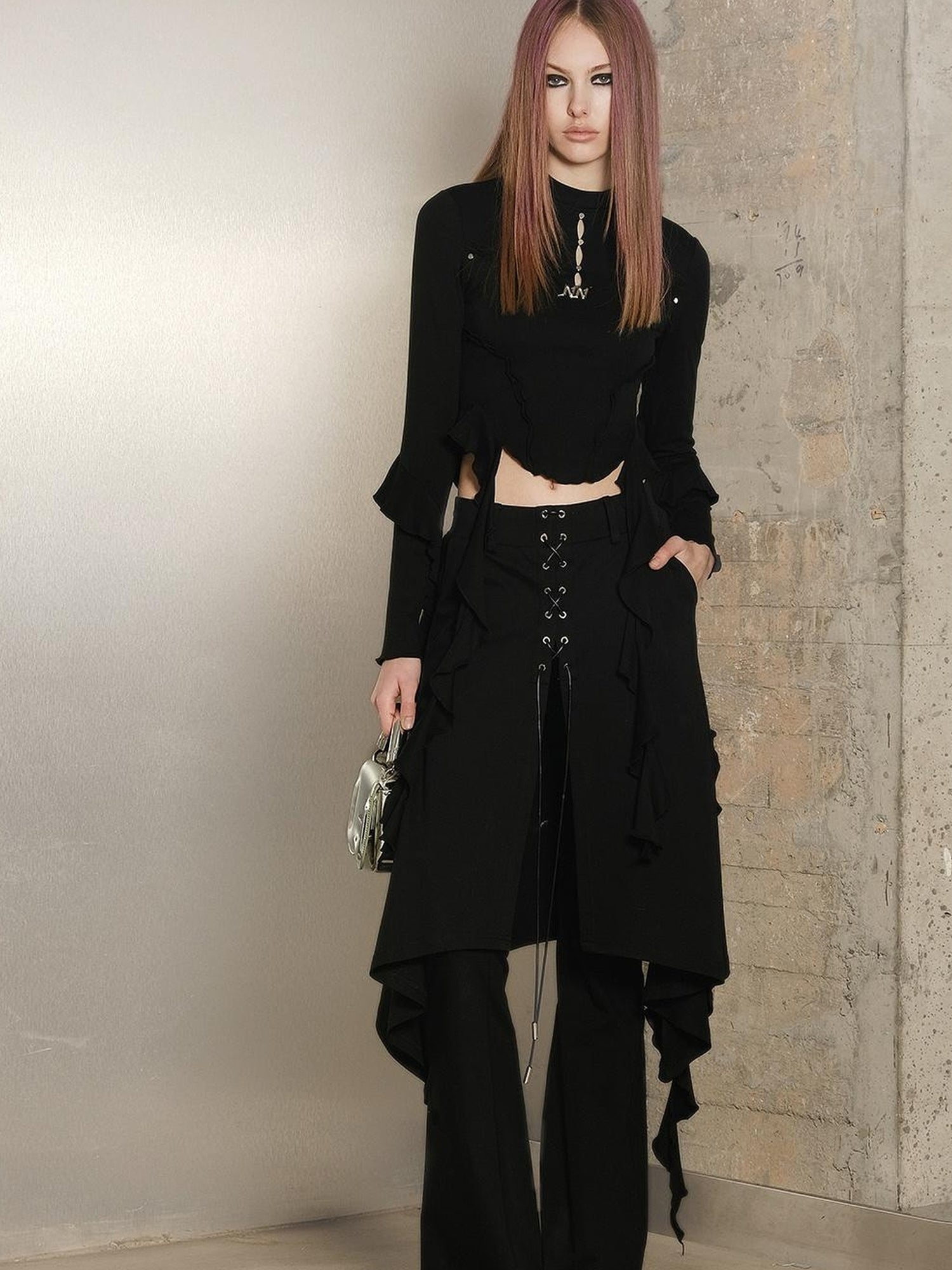 UpdateNN NORTH NODE Pleated Knit Culotte Trousers