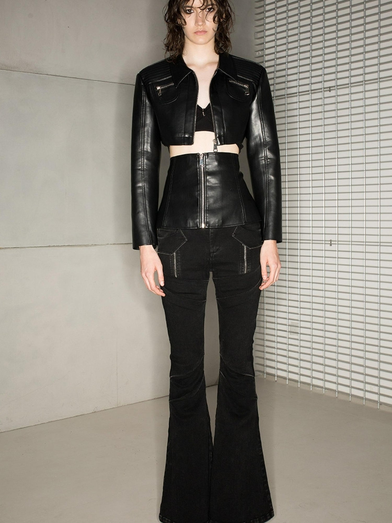 UpdateNN NORTH NODE Punk Waist Cinched Biker Jacket Set