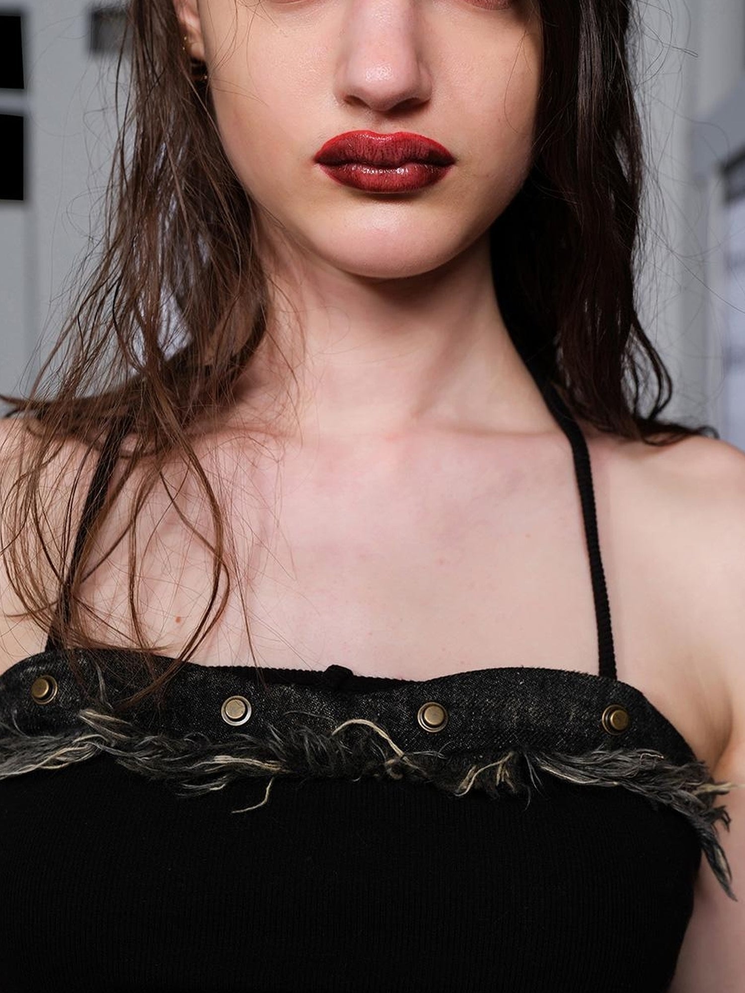 UpdateNN NORTH NODE Riveted Denim Spaghetti Strap Neckholder Top
