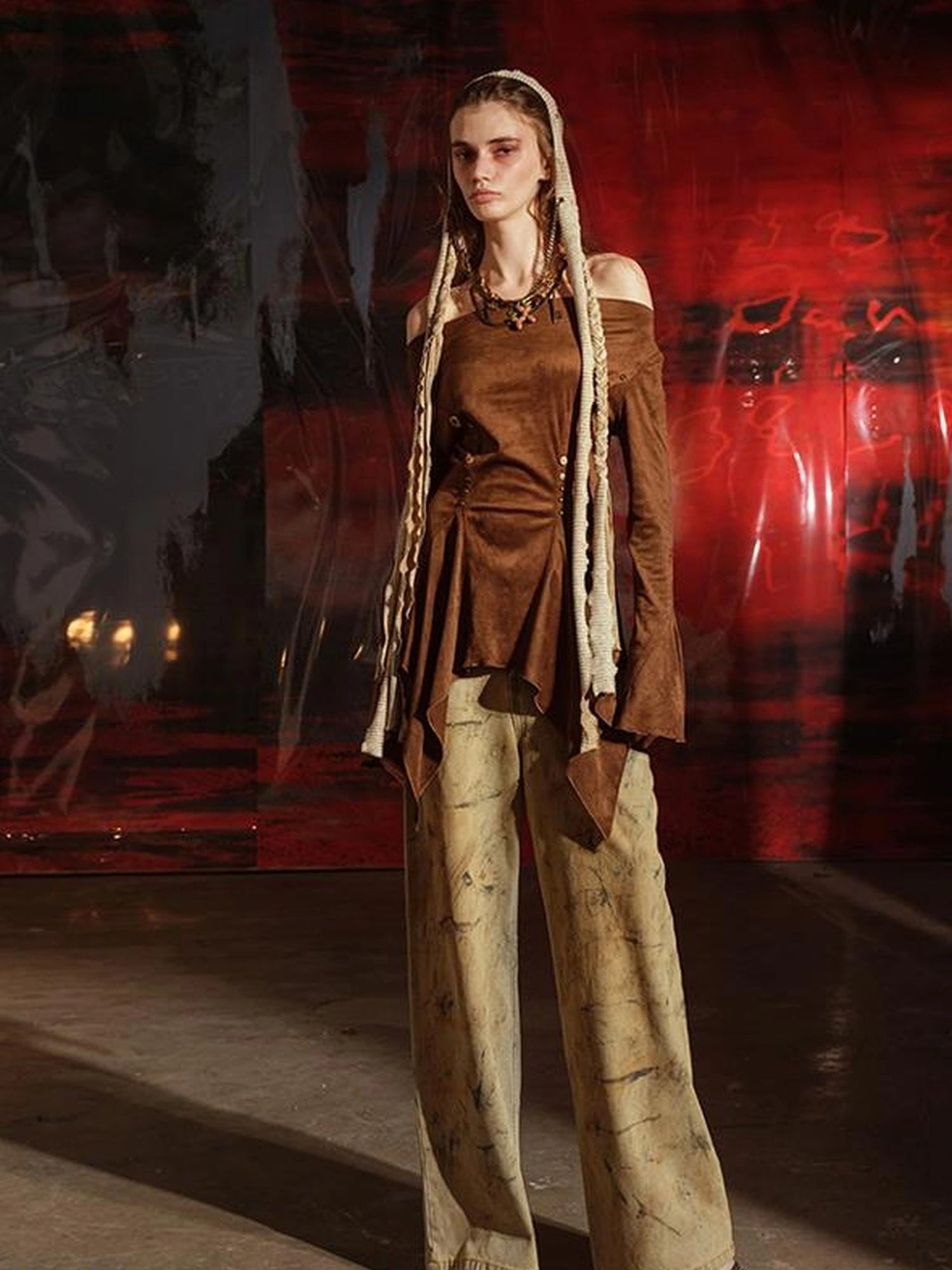 Ruffled Off Shoulder Sweatshirt