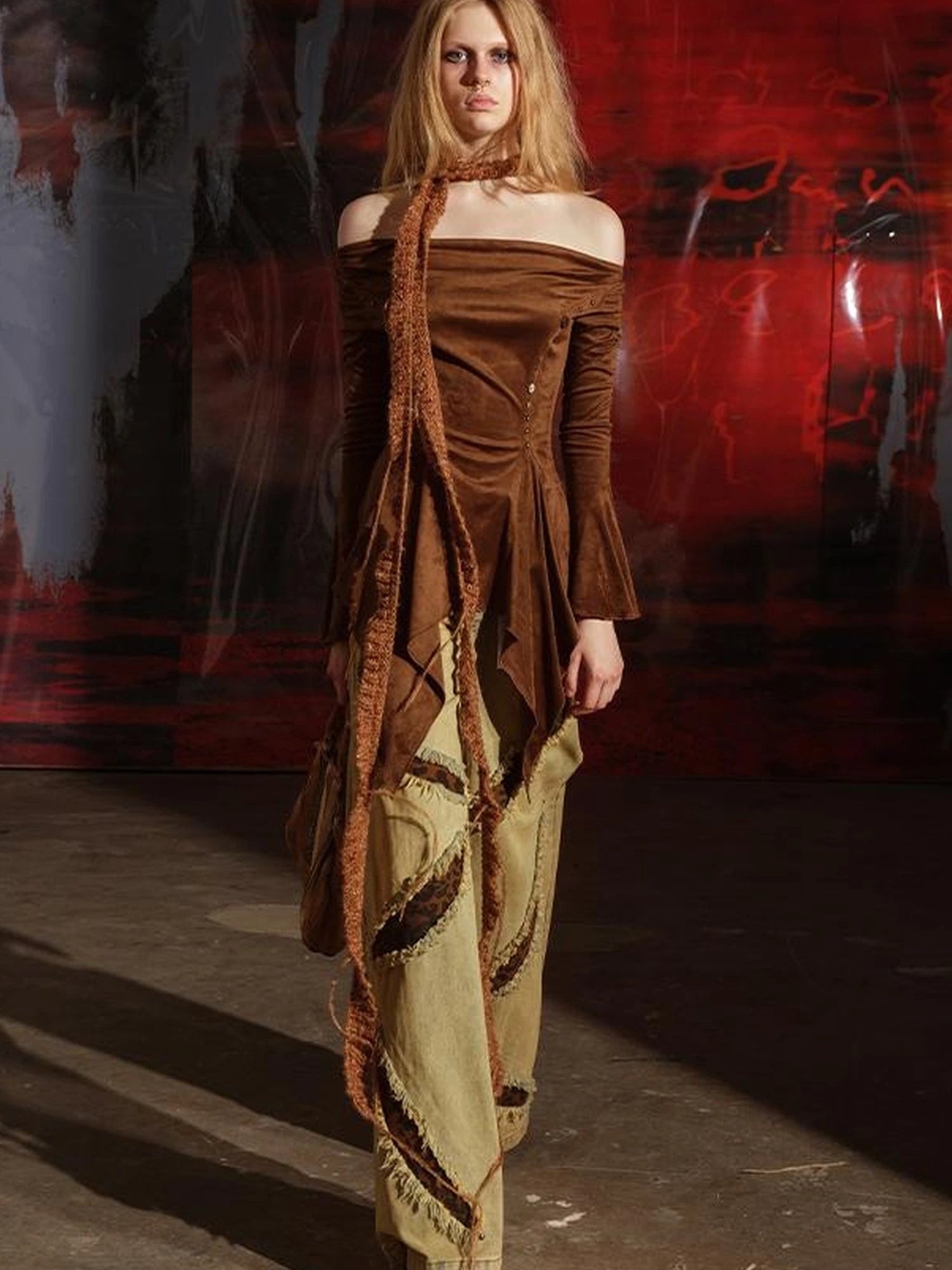 Ruffled Off Shoulder Sweatshirt