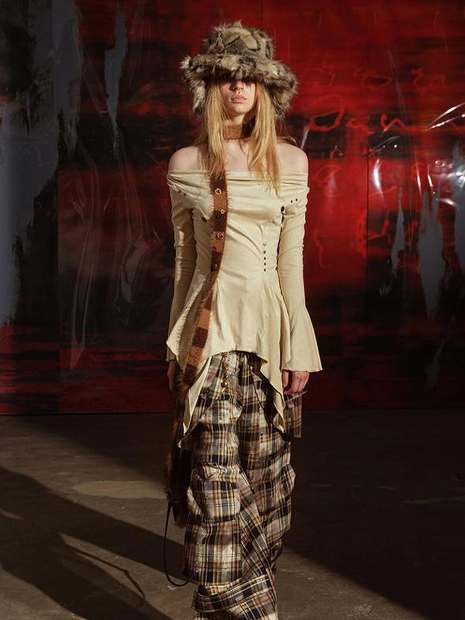 Ruffled Off Shoulder Sweatshirt