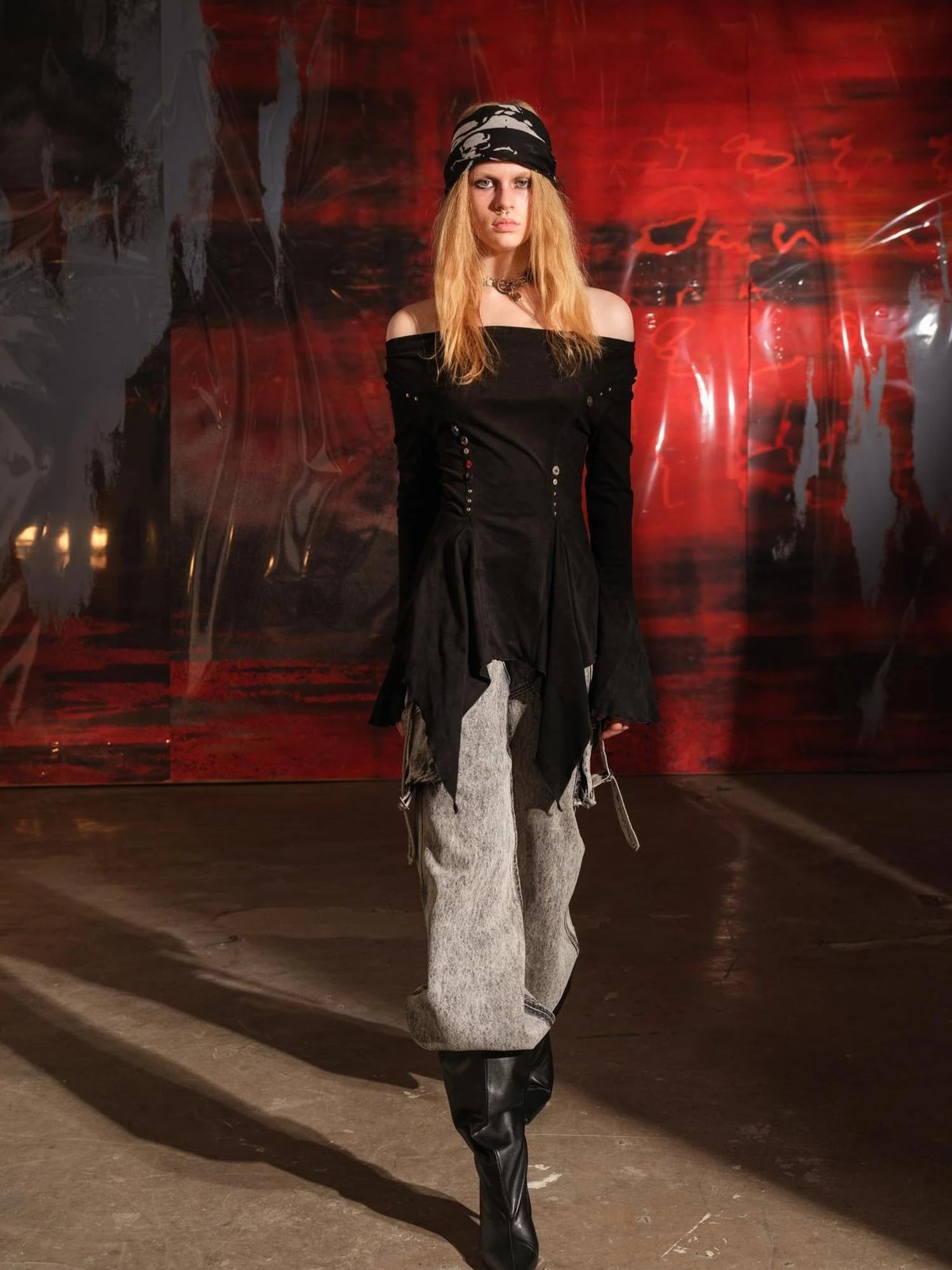 Ruffled Off Shoulder Sweatshirt