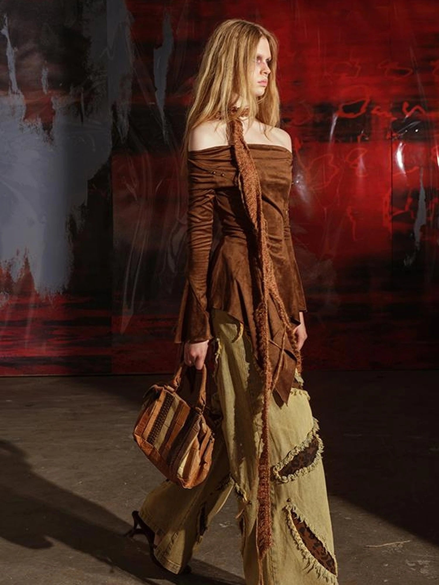 Ruffled Off Shoulder Sweatshirt