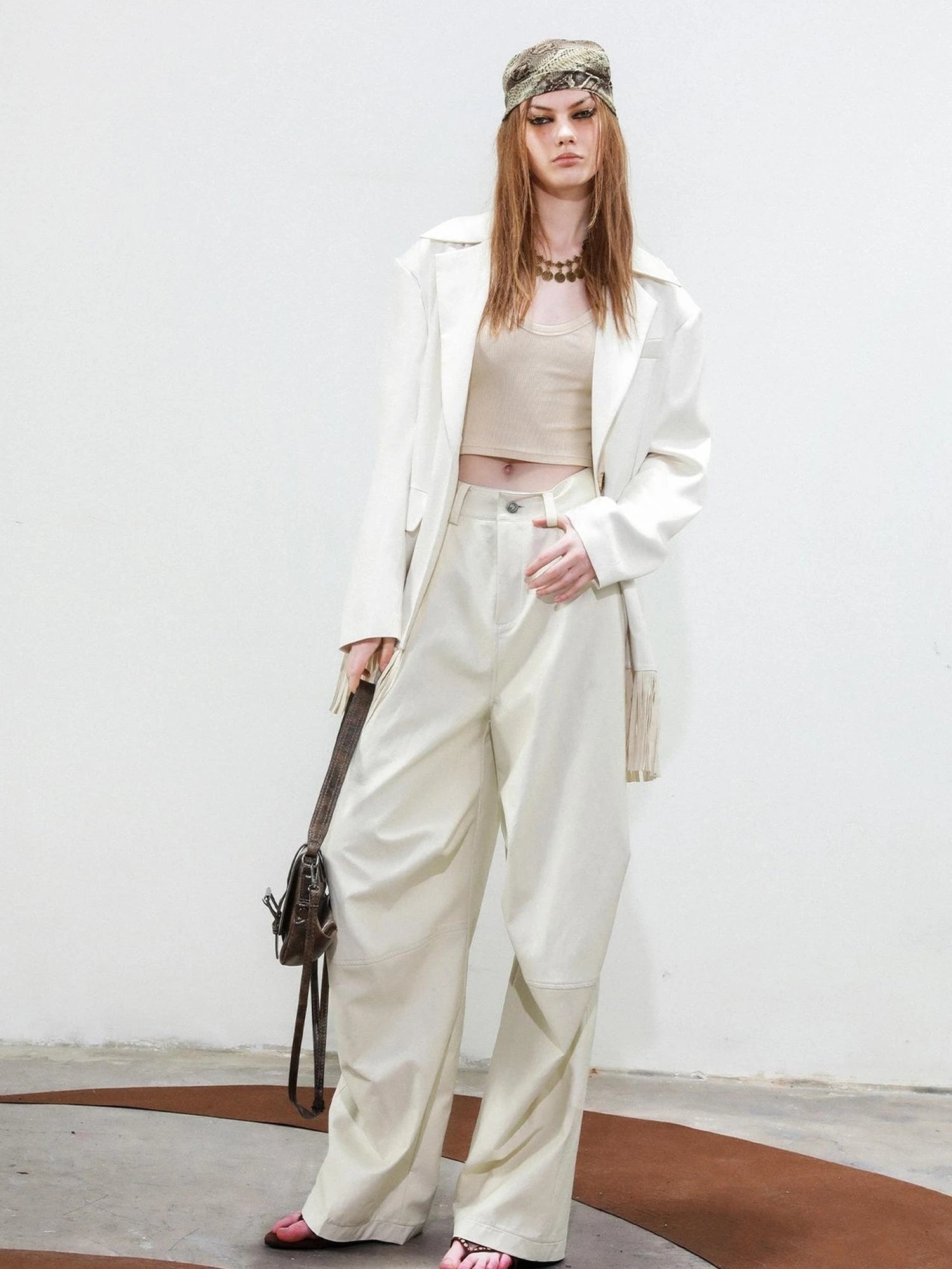 Satin Fringe Oversized Blazer