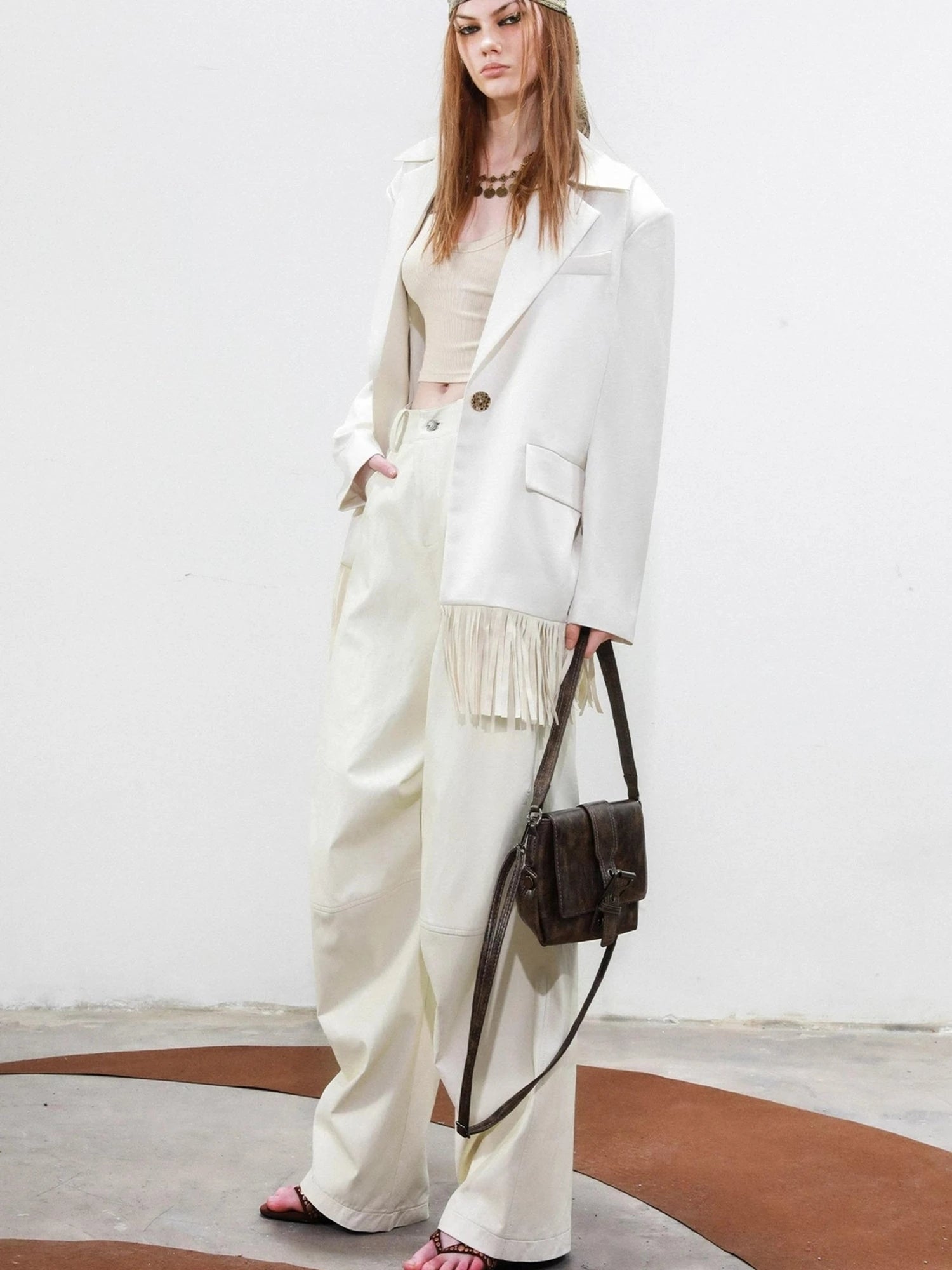 Satin Fringe Oversized Blazer