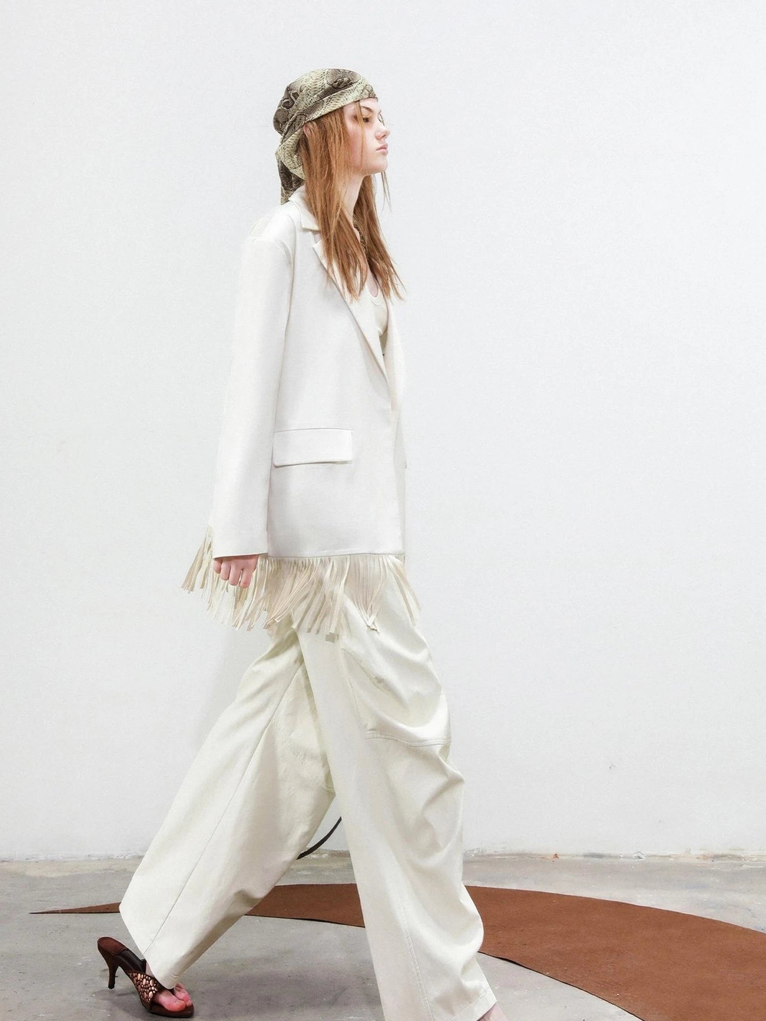 Satin Fringe Oversized Blazer