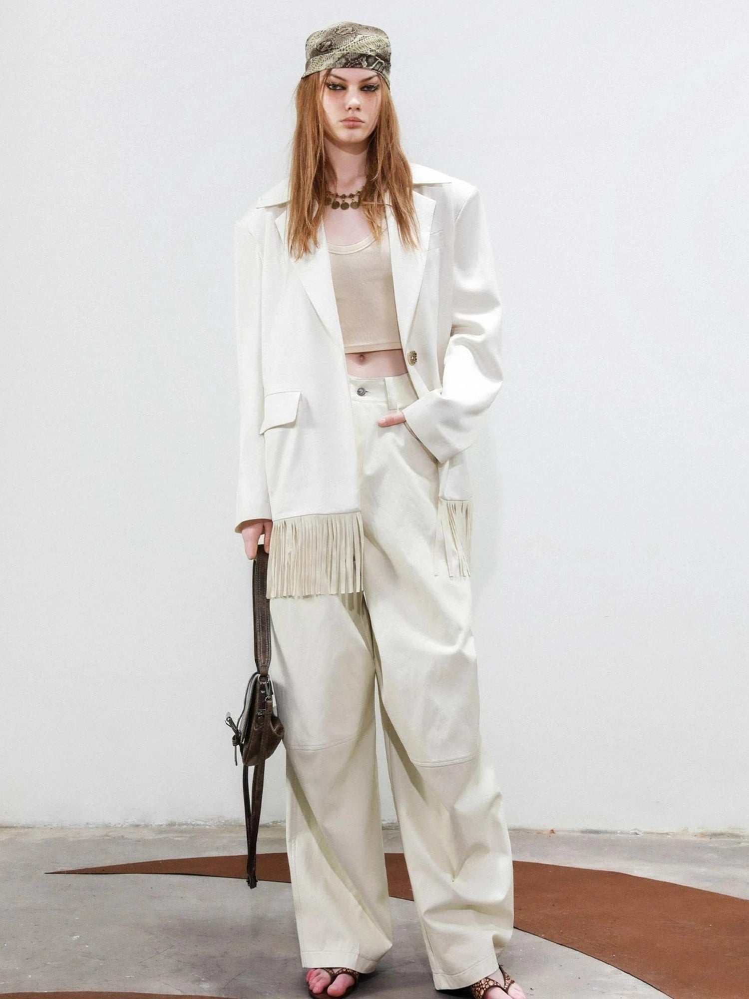 Satin Fringe Oversized Blazer