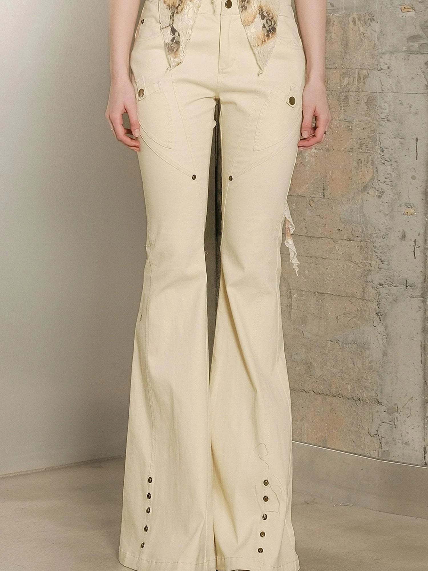 Slim Fit Flared Pants With Astro Inspired Design