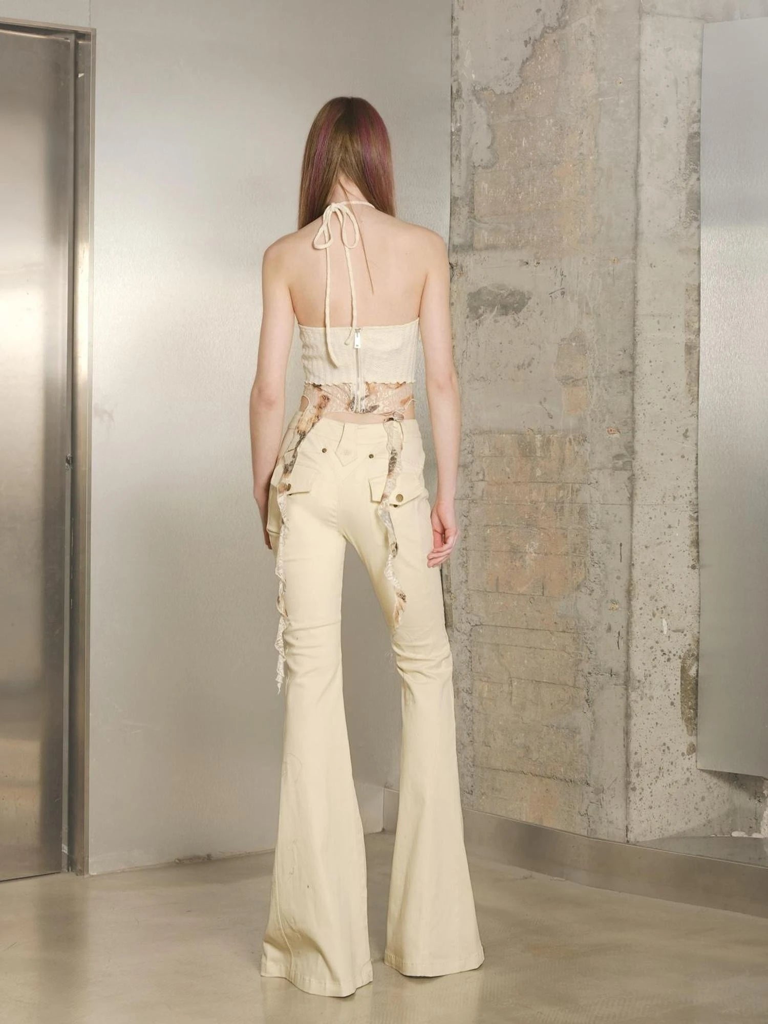 Slim Fit Flared Pants With Astro Inspired Design