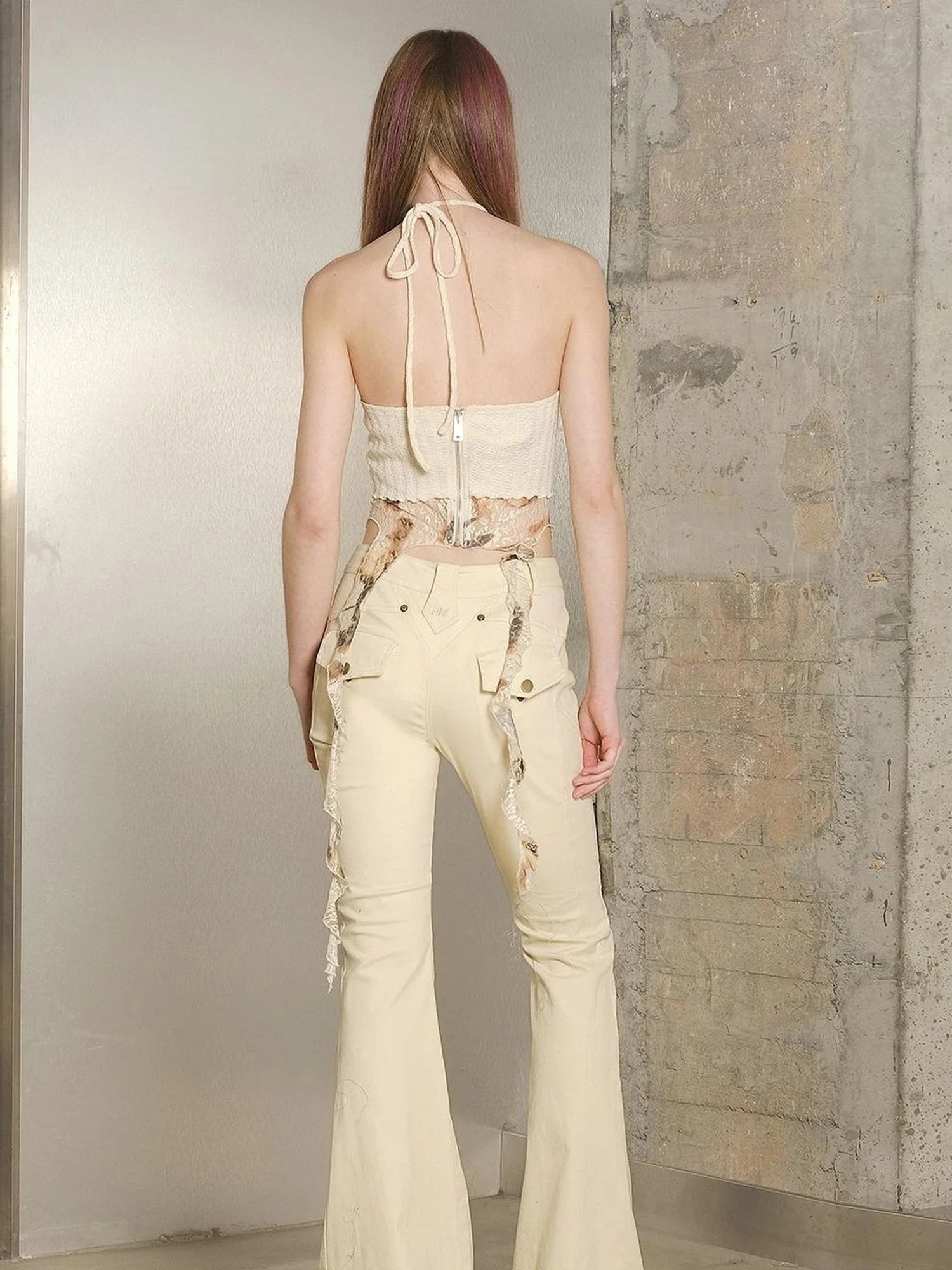 Slim Fit Flared Pants With Astro Inspired Design