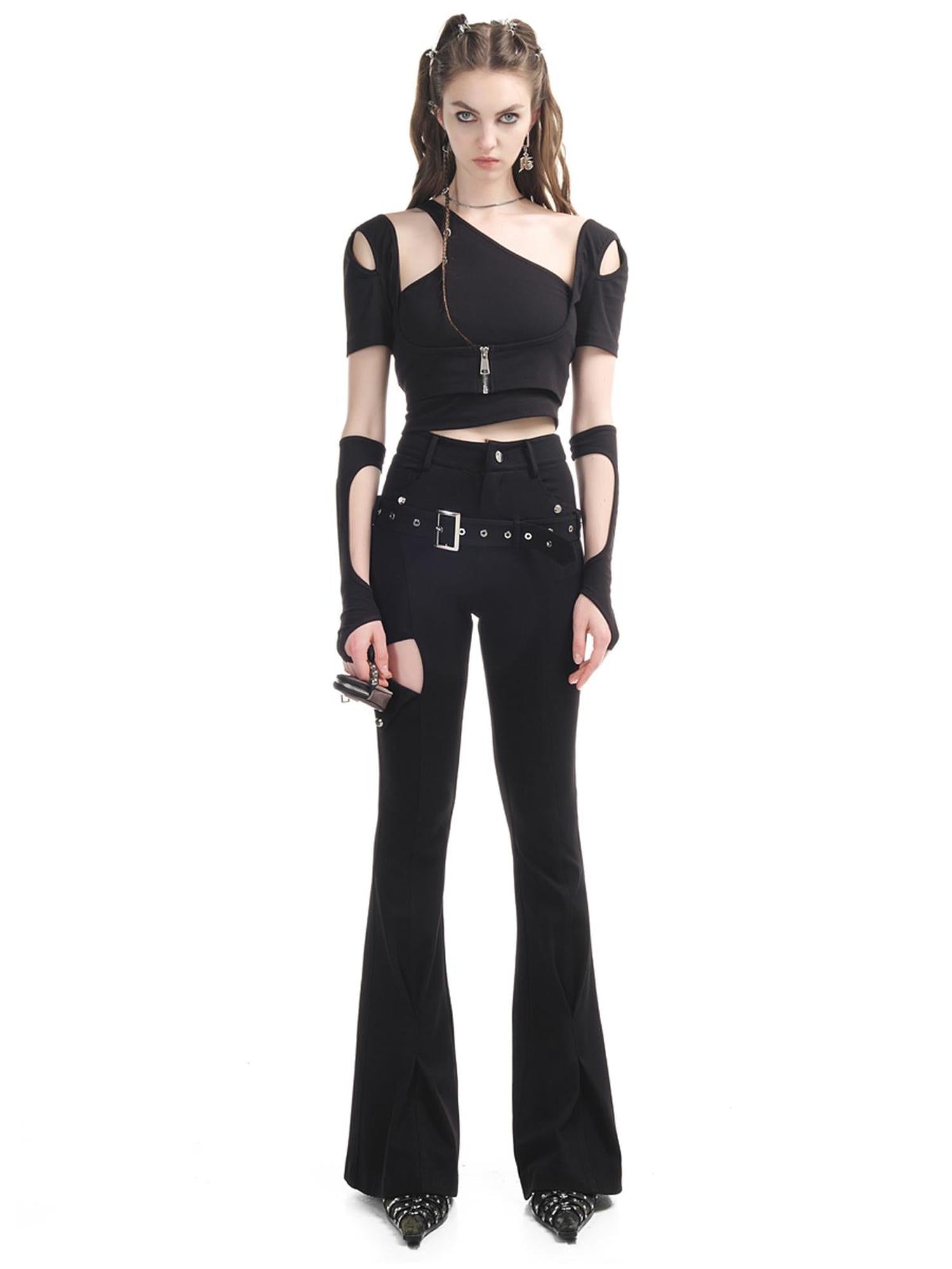 UpdateNN NORTH NODE Slim Flare Denim Knit High Waist Trousers