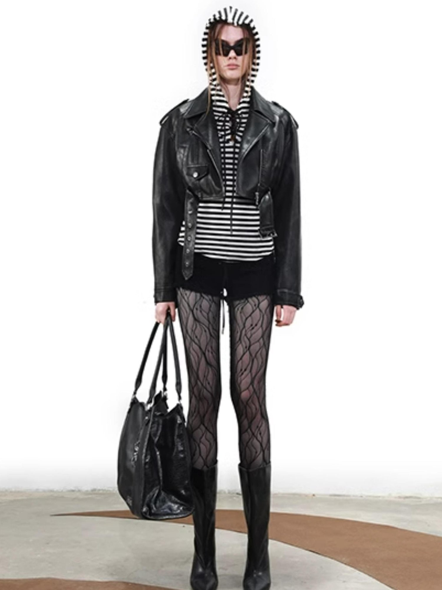 UpdateNN NORTH NODE Striped Hooded Drawstring Long Sleeve Top