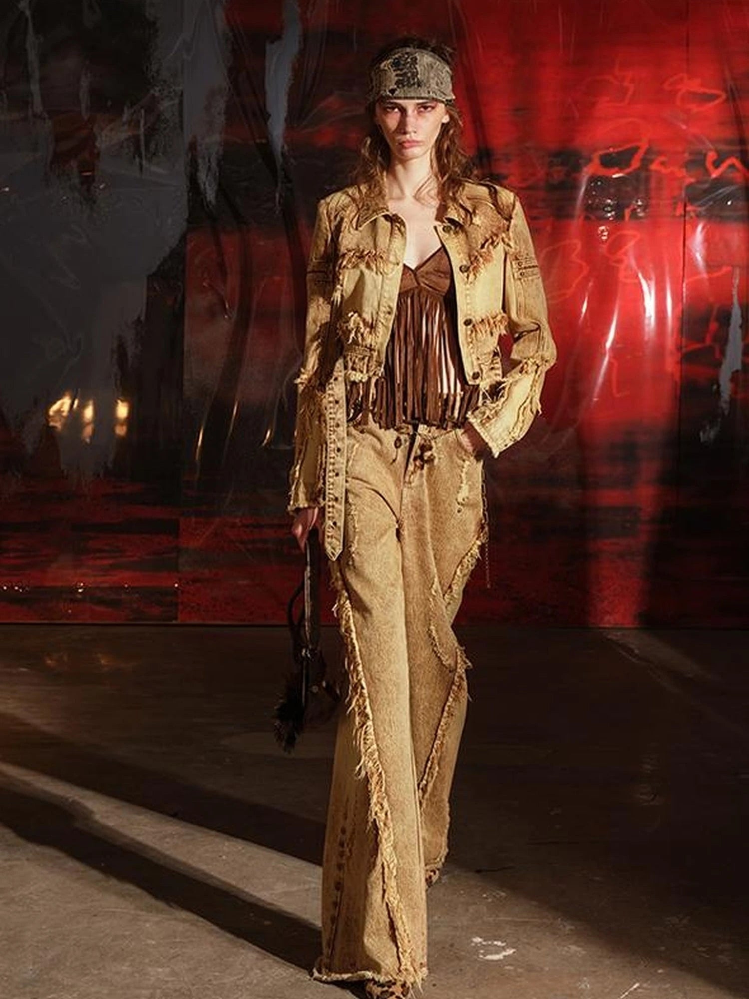 Sunset Wash Fringe Denim Set