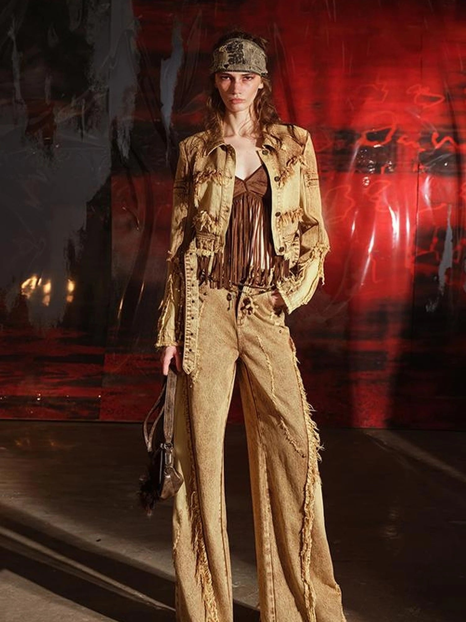 Sunset Wash Fringe Denim Set