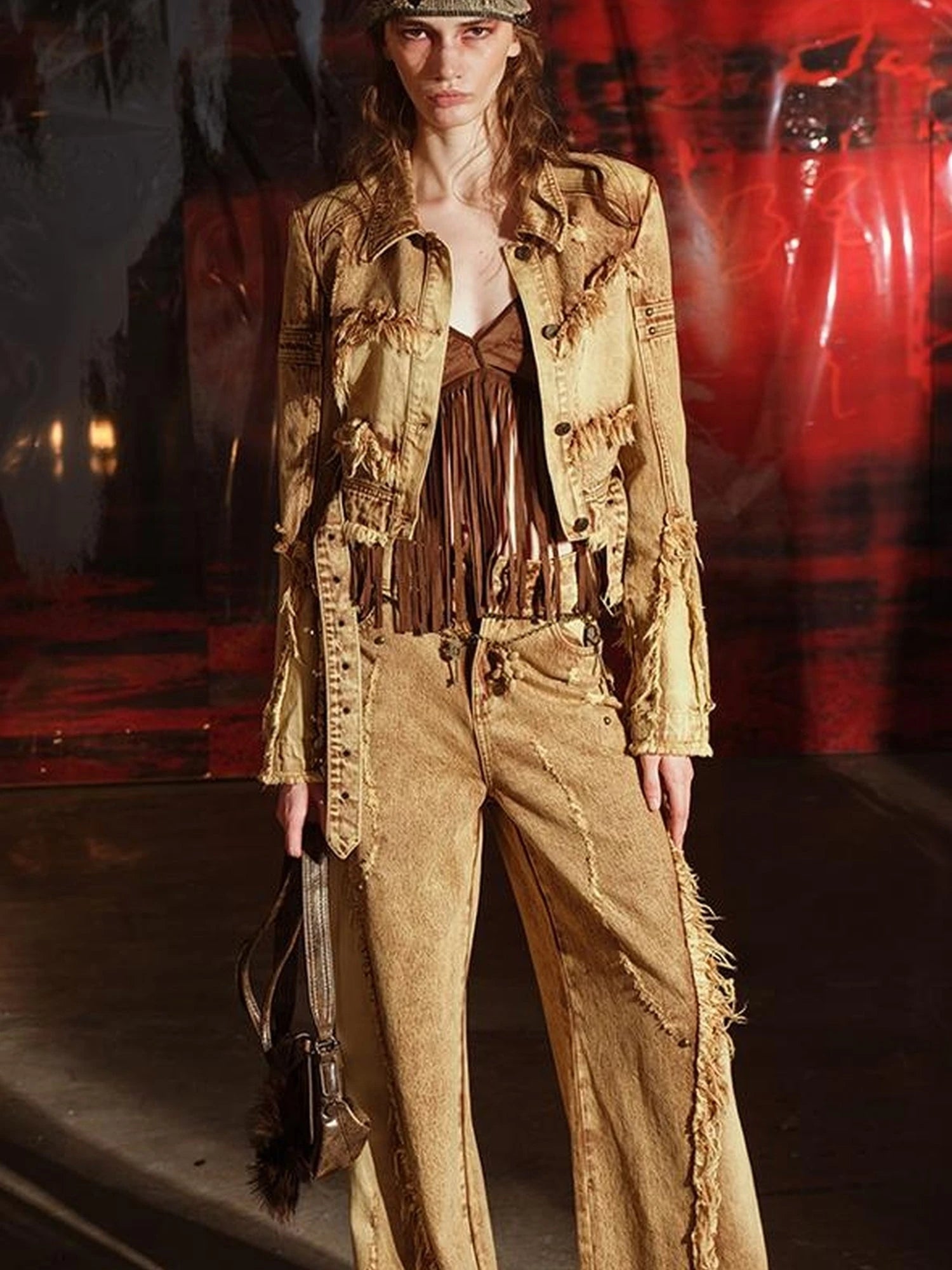 Sunset Wash Fringe Denim Set