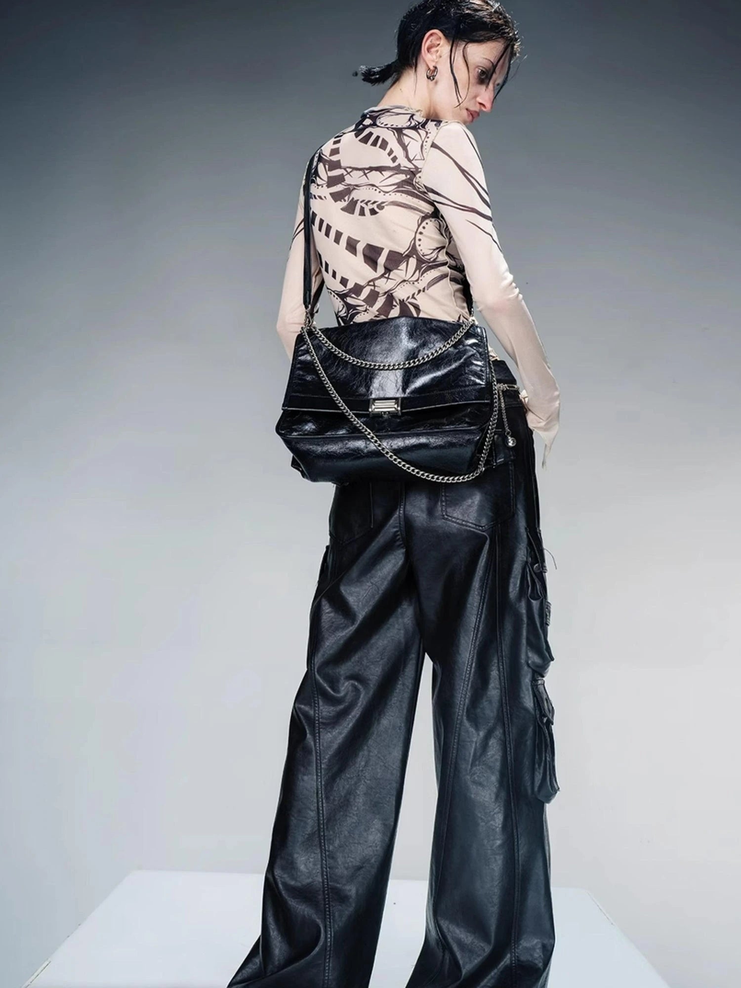 Tattoo Pain Graphic Sheer Mesh Skin Top