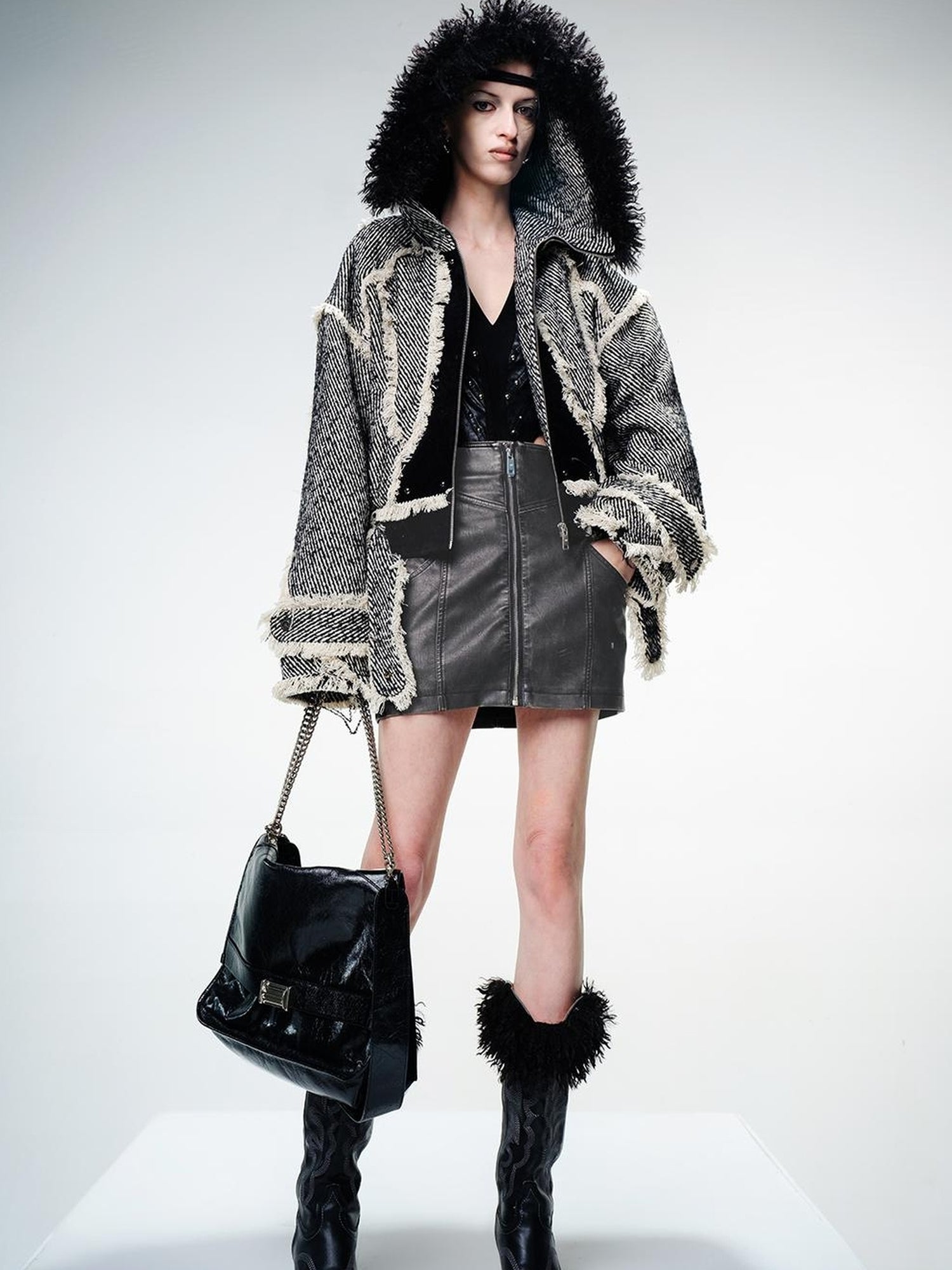 UpdateNN NORTH NODE Textured Wool Quilted Short Coat