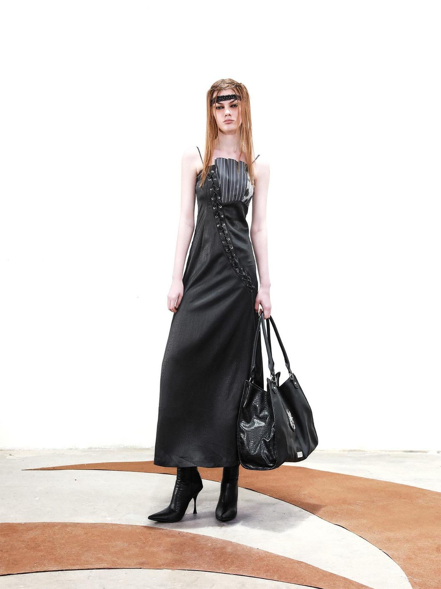 UpdateNN NORTH NODE Tie Front Contrast Panel Mini Dress