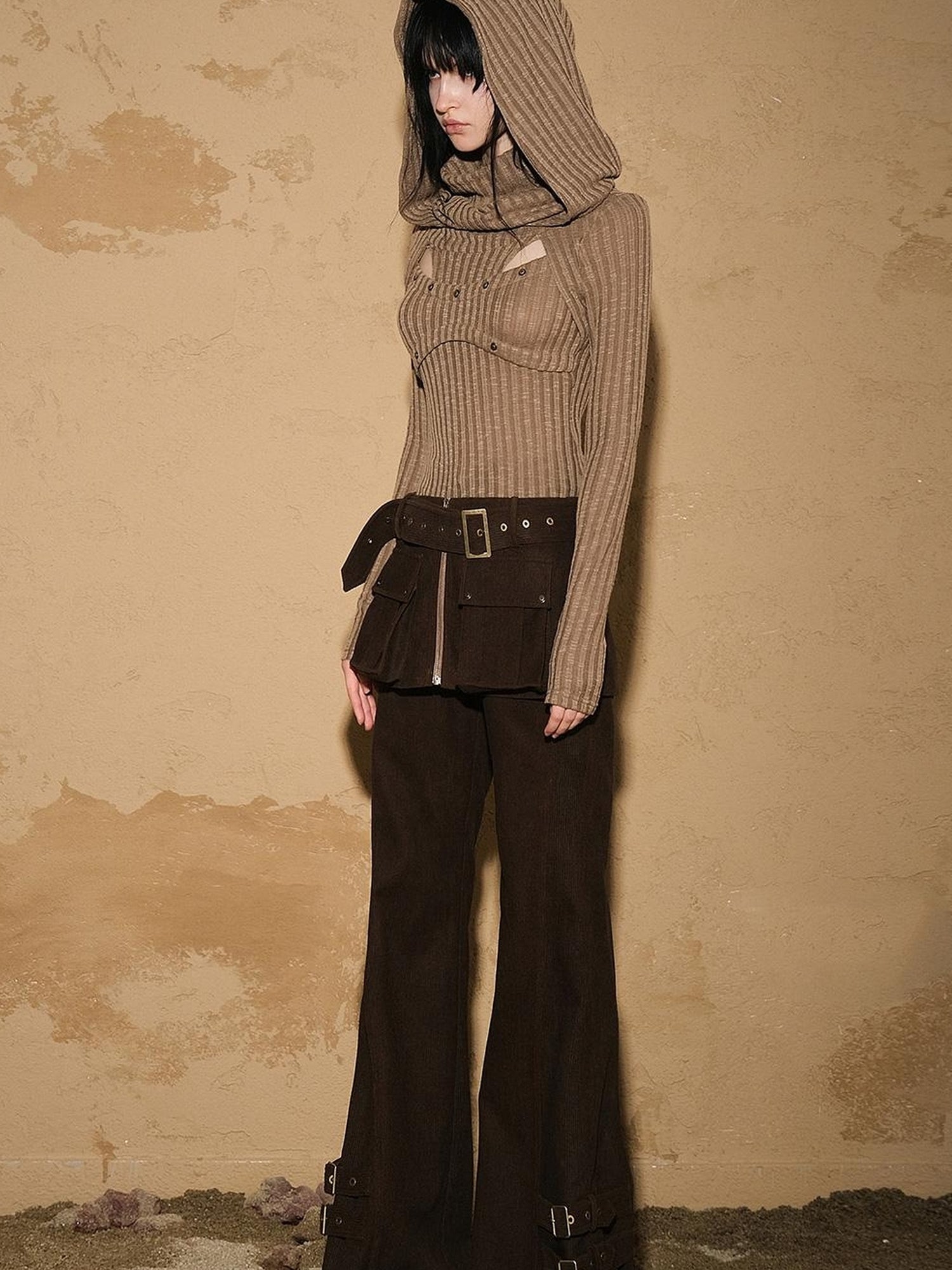UpdateNN NORTH NODE Two Piece Convertible Corduroy Skirt Pants with Detachable Belt
