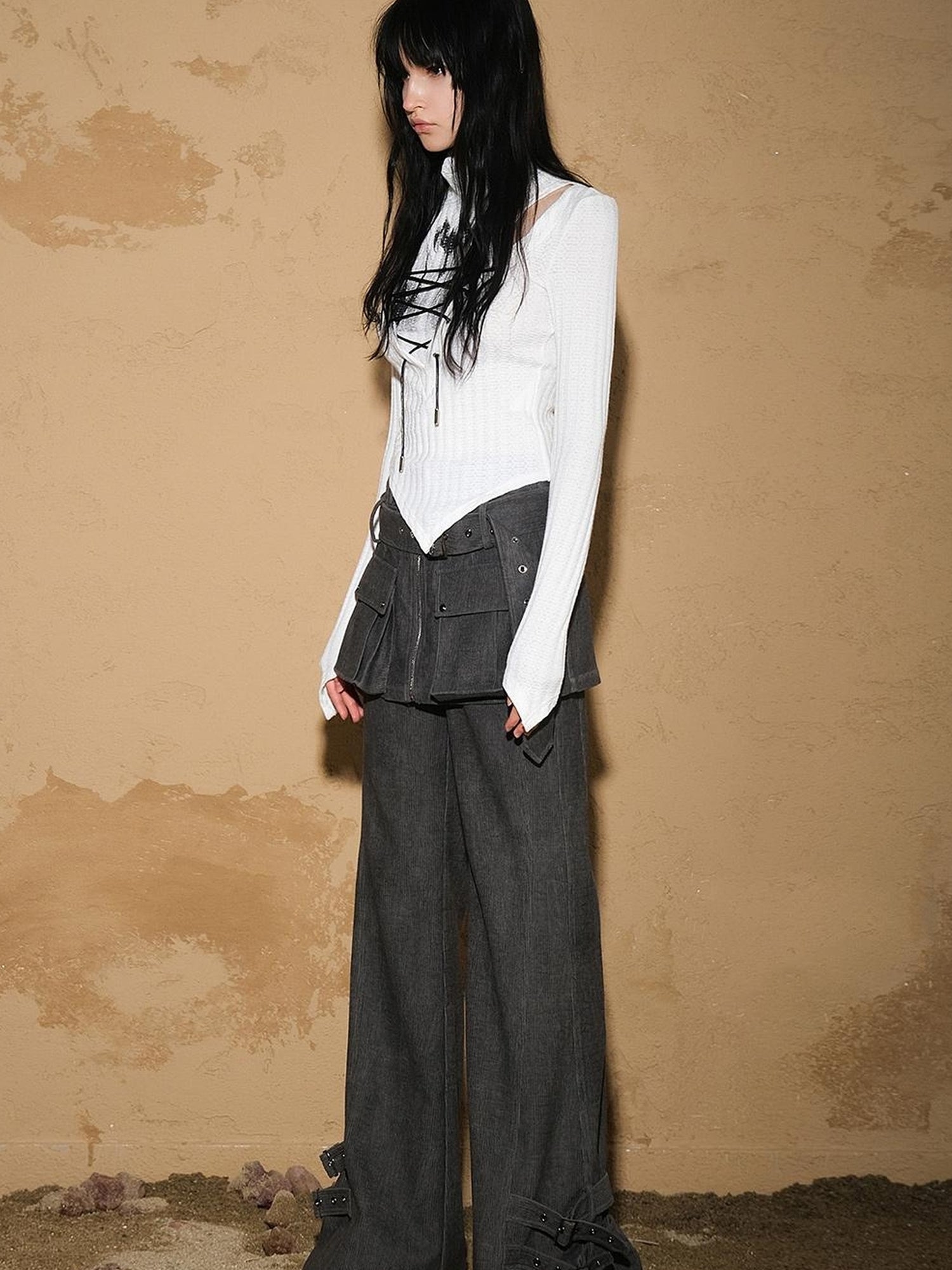 UpdateNN NORTH NODE Two Piece Convertible Corduroy Skirt Pants with Detachable Belt