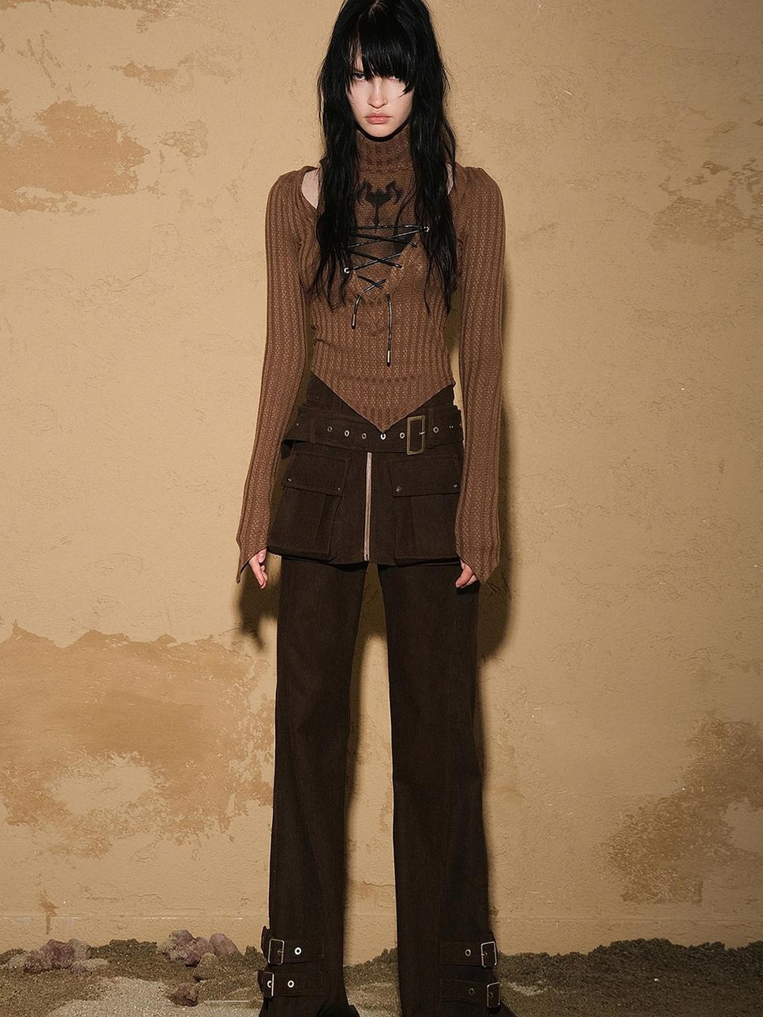 UpdateNN NORTH NODE Two Piece Convertible Corduroy Skirt Pants with Detachable Belt