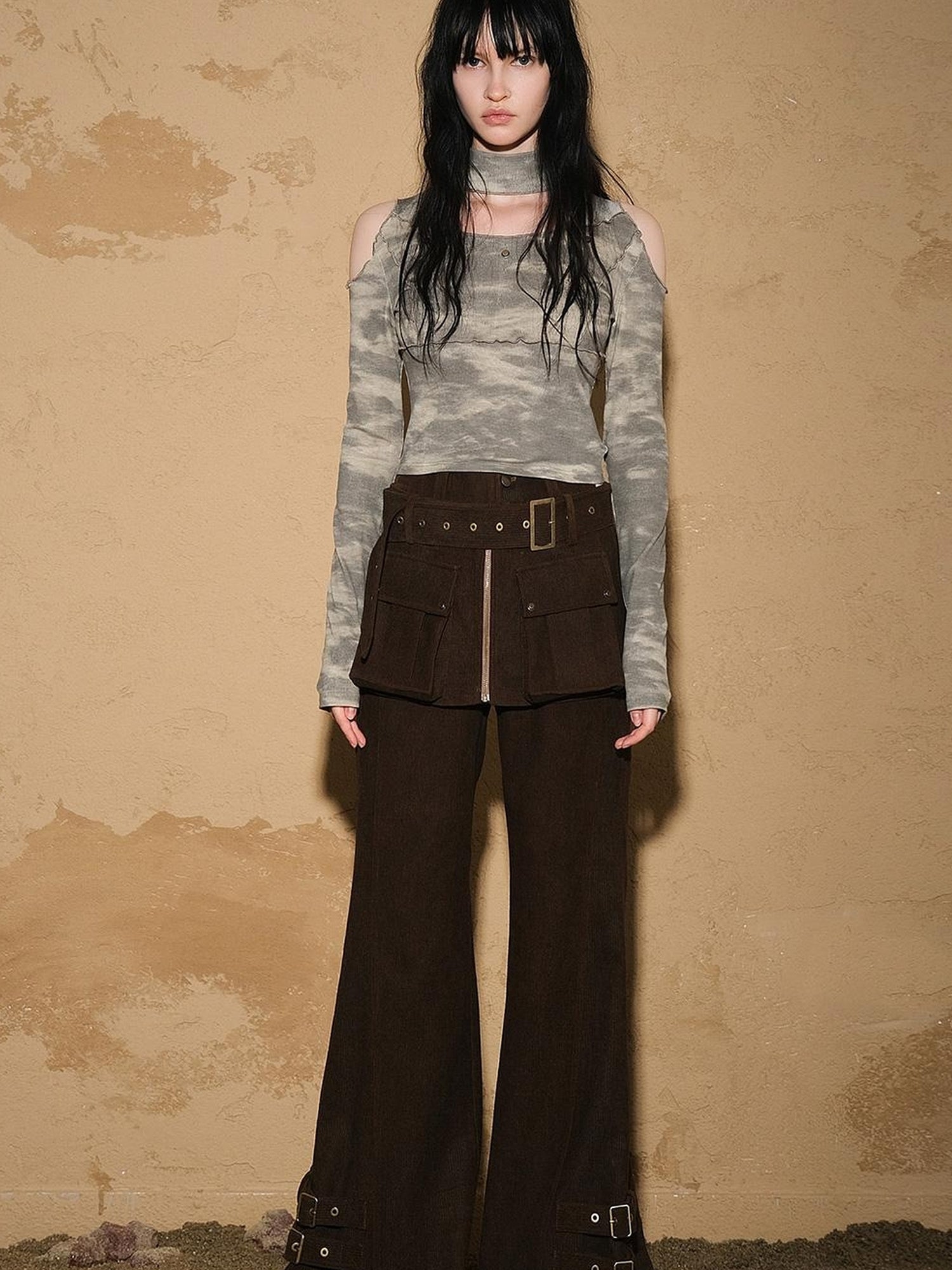 UpdateNN NORTH NODE Two Piece Convertible Corduroy Skirt Pants with Detachable Belt