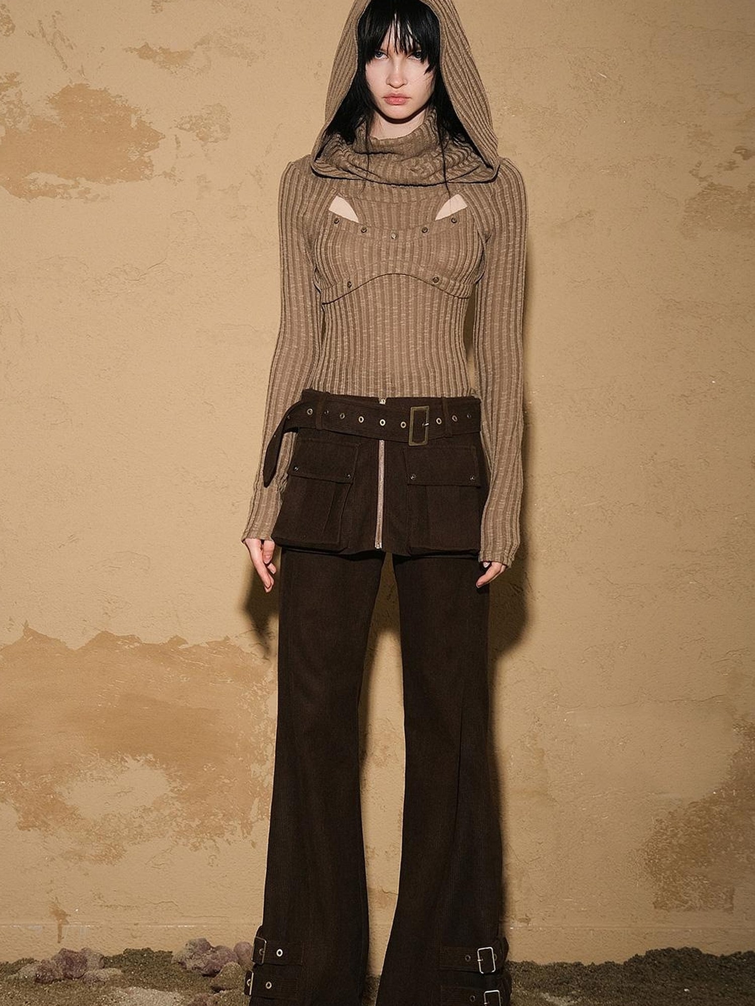 UpdateNN NORTH NODE Two Piece Convertible Corduroy Skirt Pants with Detachable Belt
