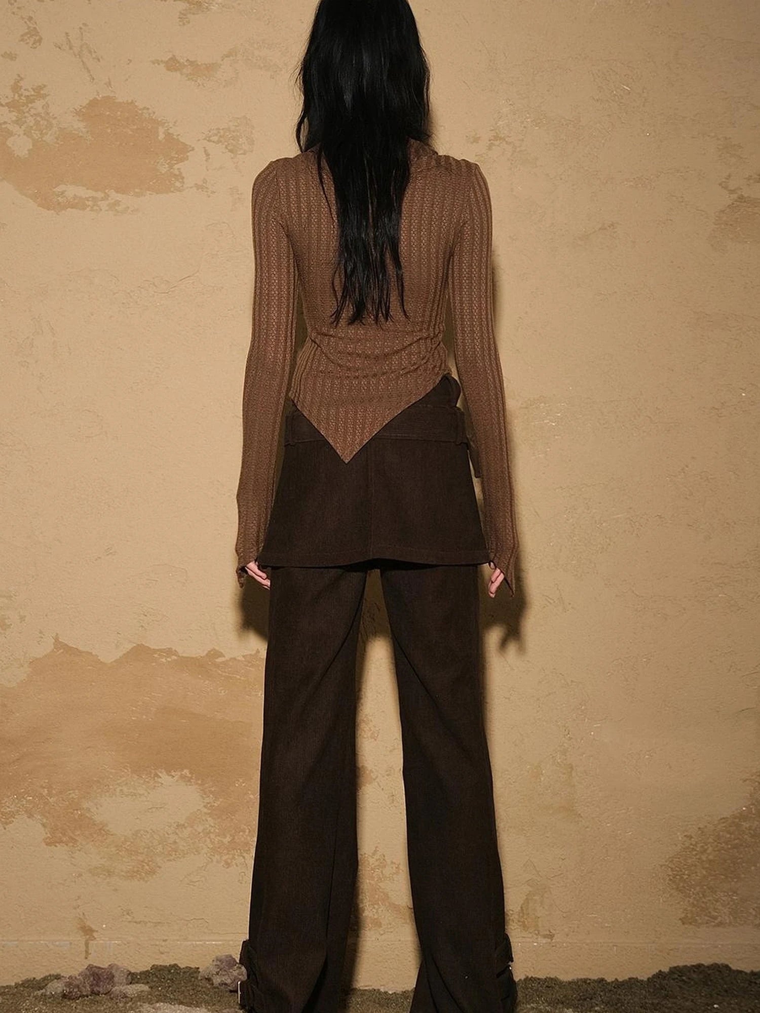 Two Piece Convertible Corduroy Skirt Pants with Detachable Belt