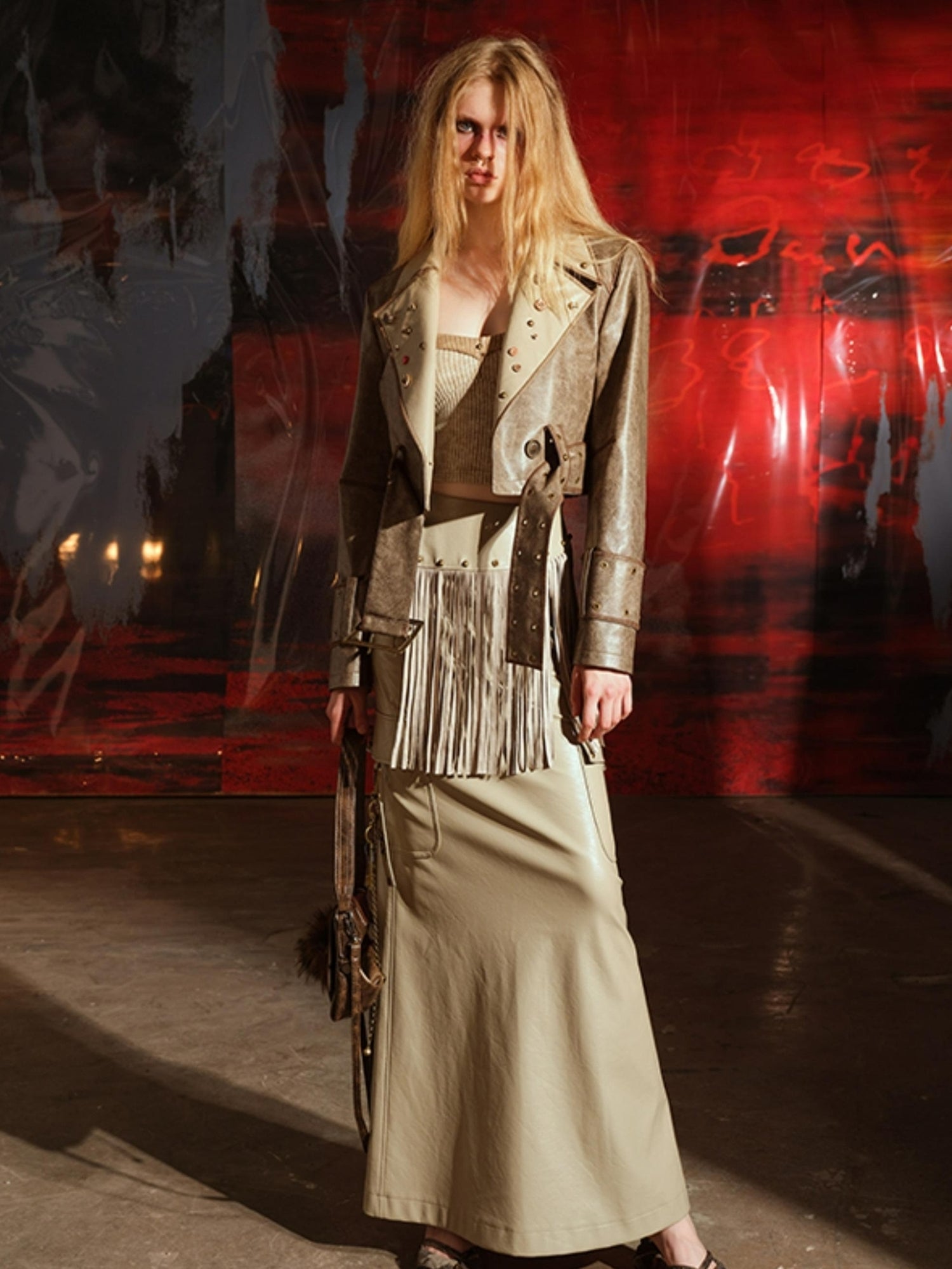 UpdateNN NORTH NODE Unshrouded Fringe Suede Maxi Skirt