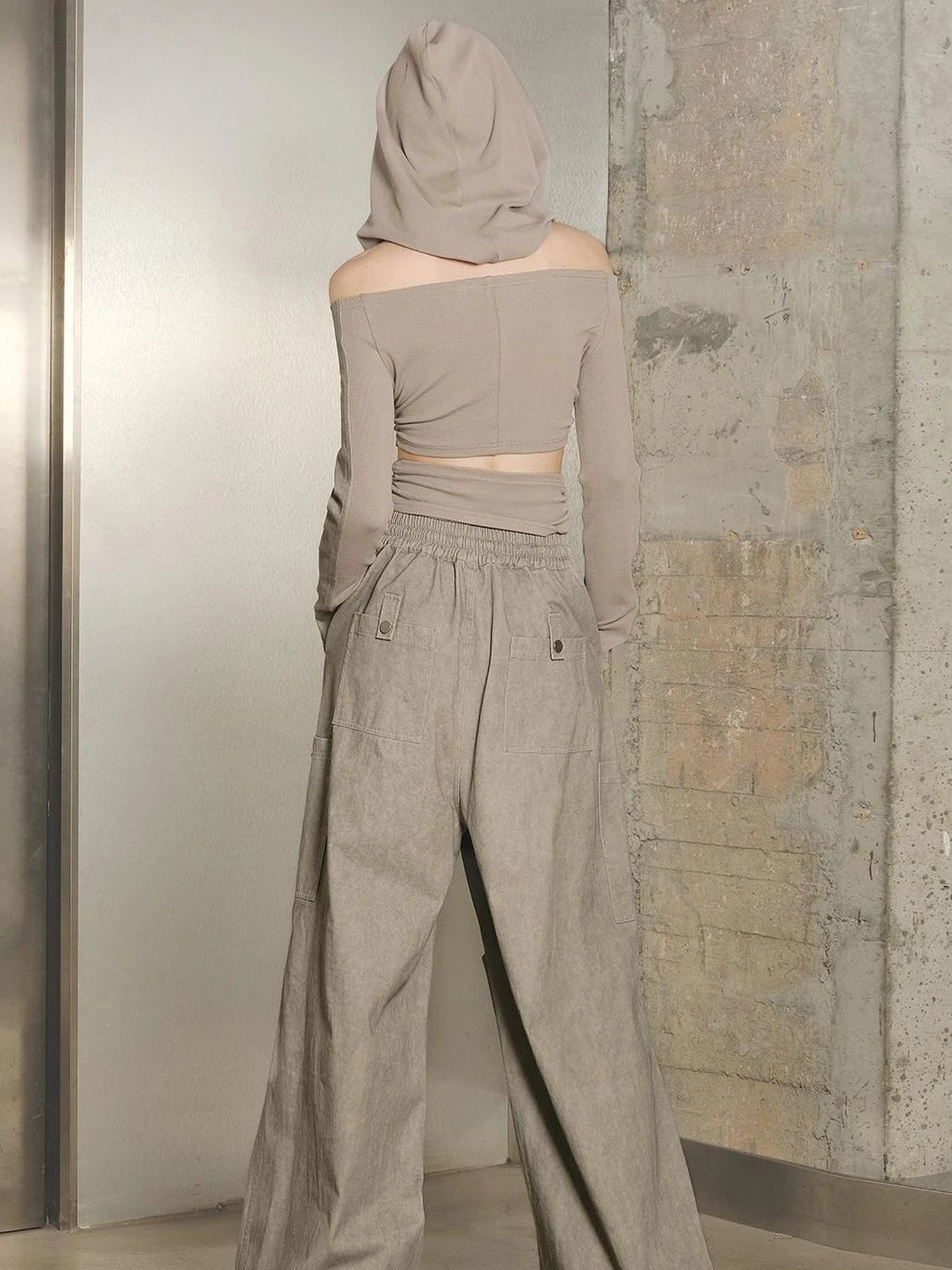 Utility Parachute Cargo Pants With Hooded Top