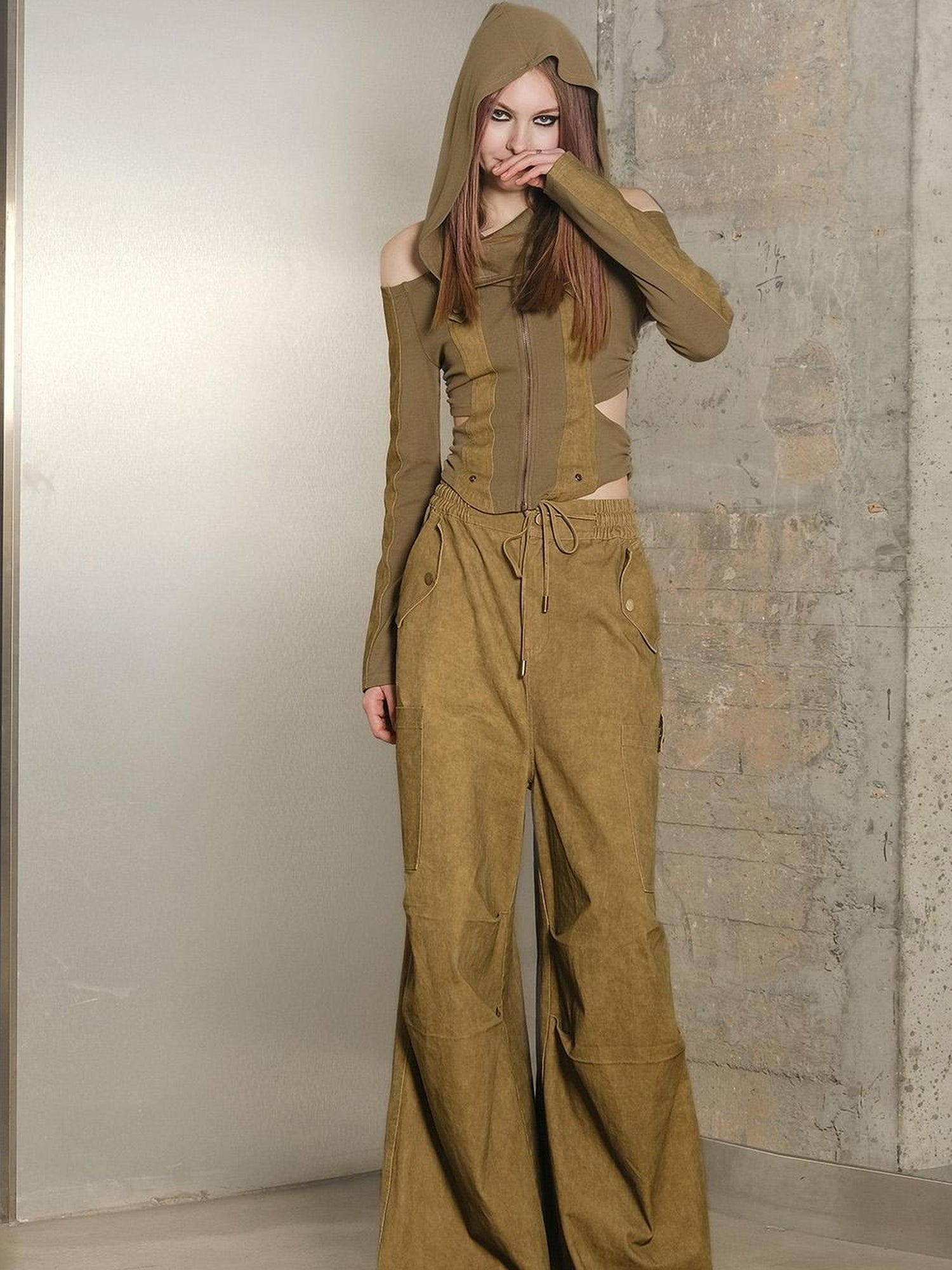 UpdateNN NORTH NODE Utility Parachute Cargo Pants With Hooded Top