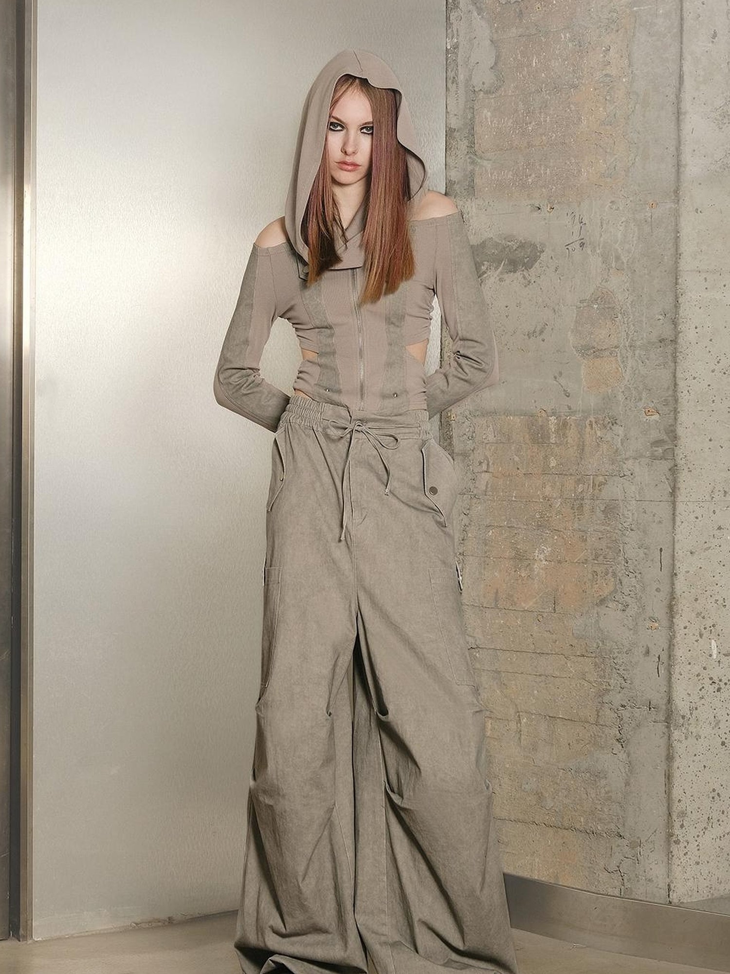 UpdateNN NORTH NODE Utility Parachute Cargo Pants With Hooded Top