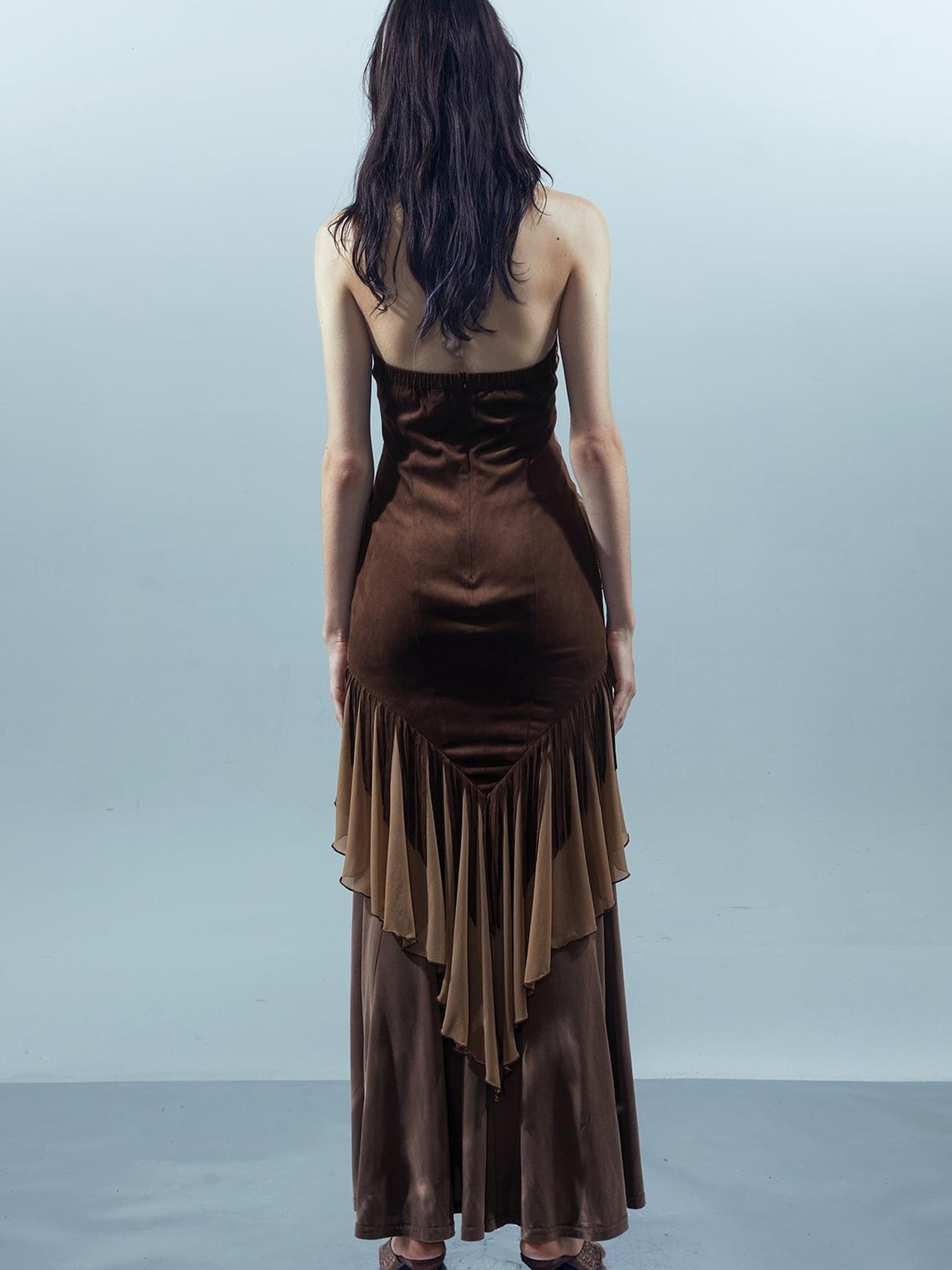 UpdateNN NORTH NODE Veilpath Fringe Halter Dress V-neck T-shirt Long-Sleeve