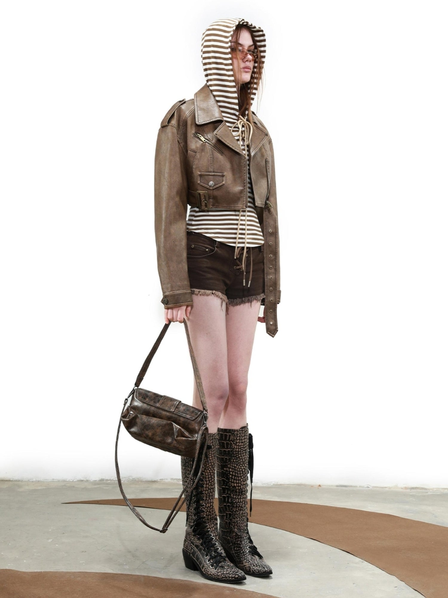 UpdateNN NORTH NODE Vintage Cropped Biker Jacket