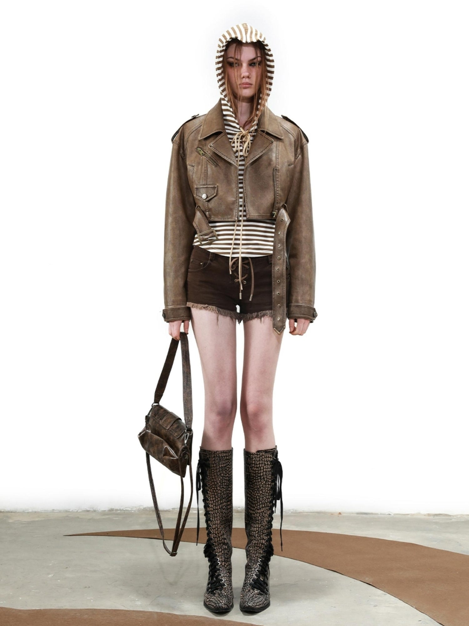 UpdateNN NORTH NODE Vintage Cropped Biker Jacket